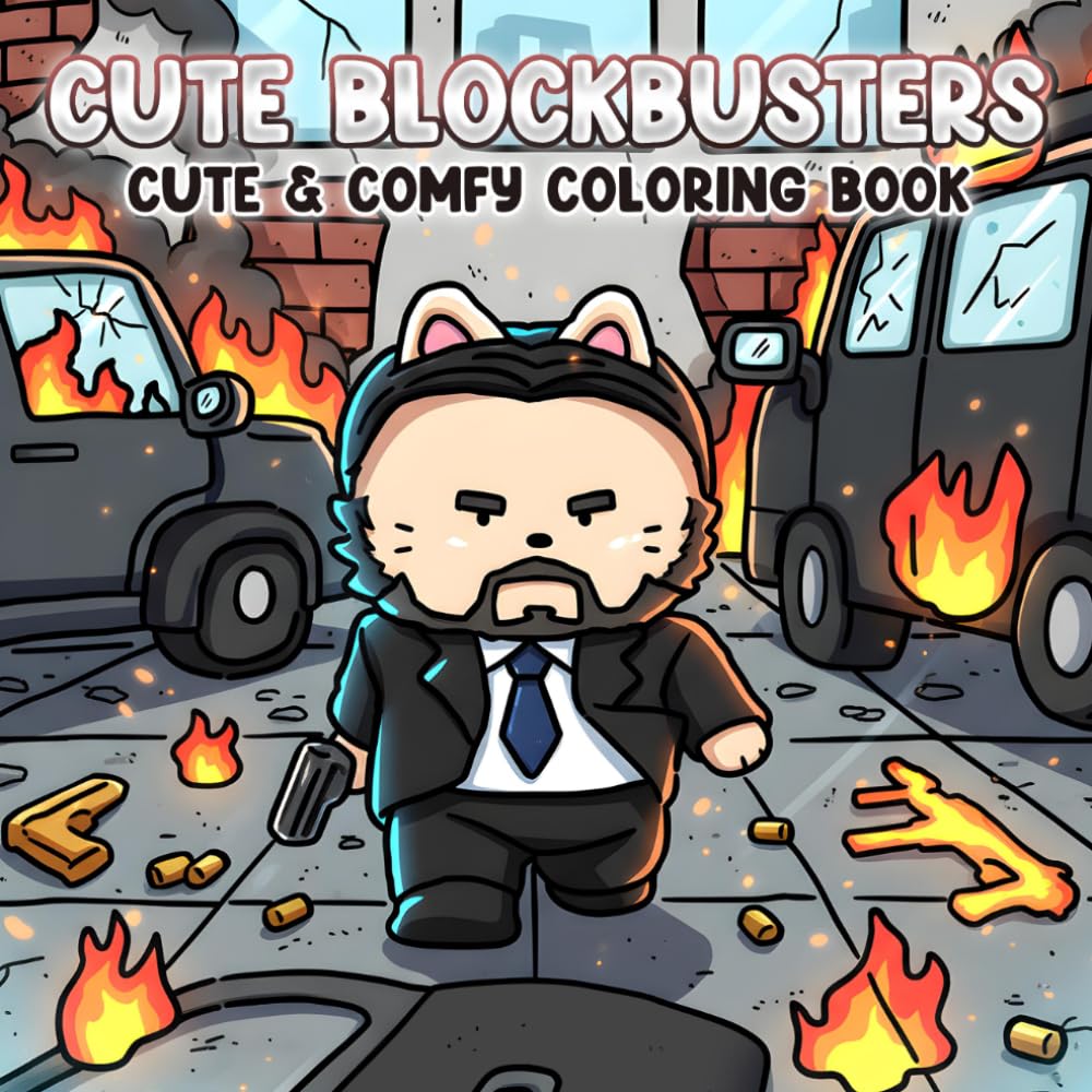 Cute Blockbusters Coloring Book: Famous Movie Animals Coloring pages featuring Adorable Cinema Moments and Simple Hygge Scenes for Adults and Film Fans