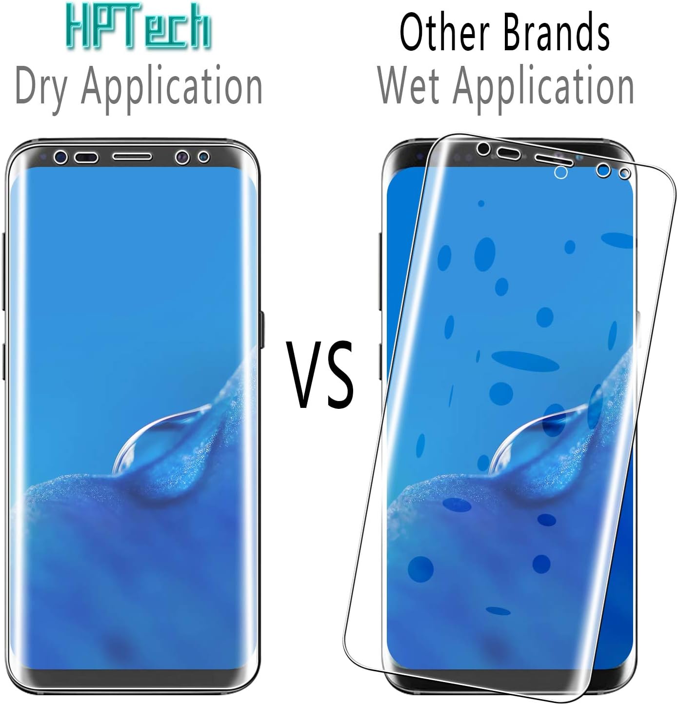 2-Pack HPTech Screen Protector For Samsung Galaxy S8 Full Coverage PET Film, HD Clear, Bubble Free, Case Friendly