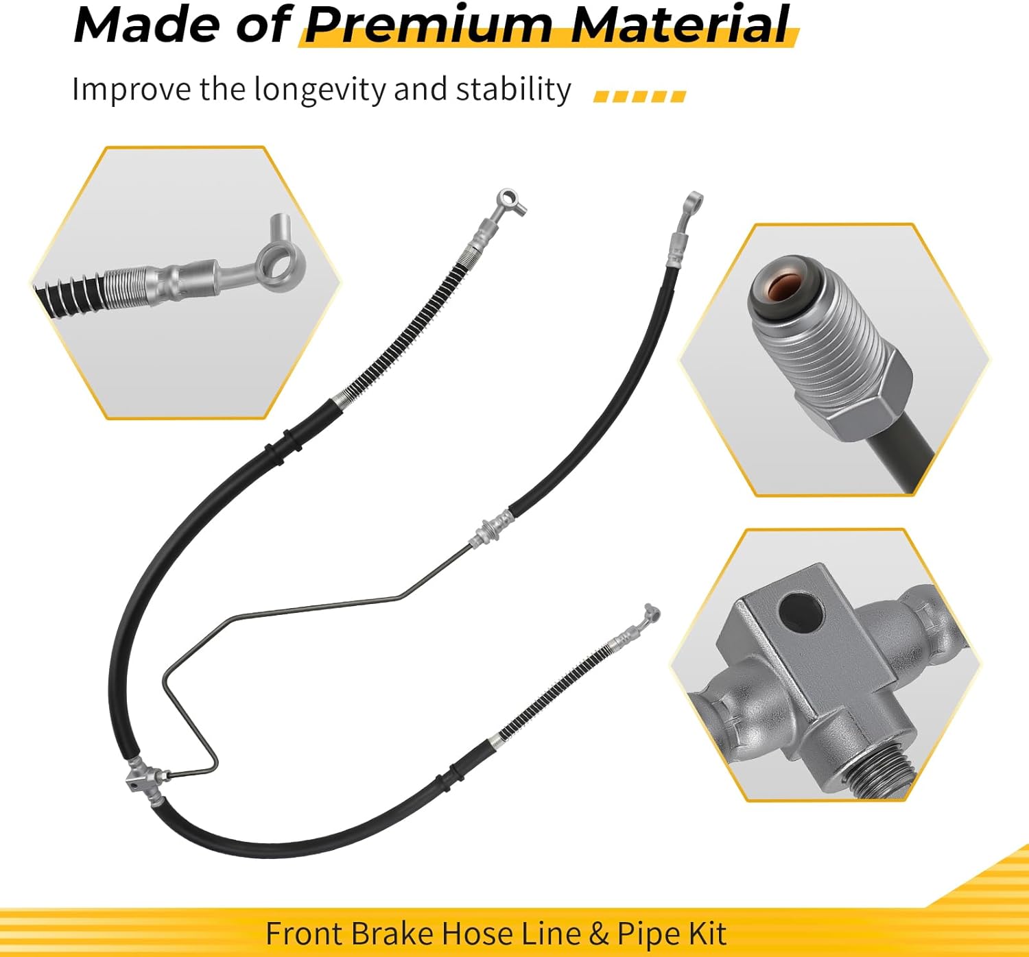 M MATI Front Brake Hose Line & Pipe Kit for Yamaha Raptor 700 YFM700 Raptor 700R YFM700R 2006-2024 1PE-F5872-00-00 5TG-25873-20-00 1PE-F5871-00-00
