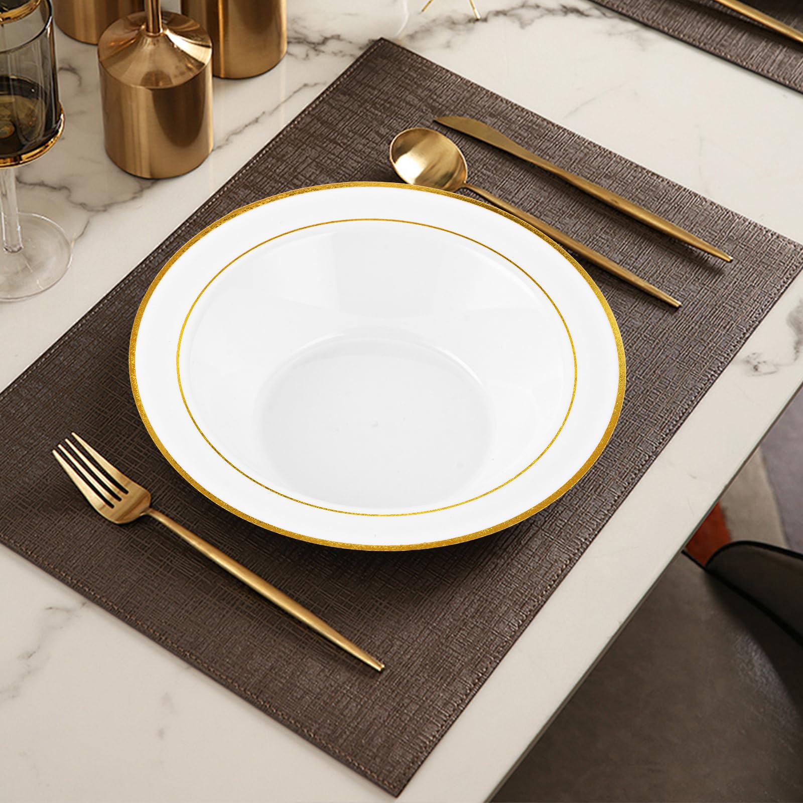MATANA 20 Doorzichtige Plastic Borden met Gouden Rand (26cm