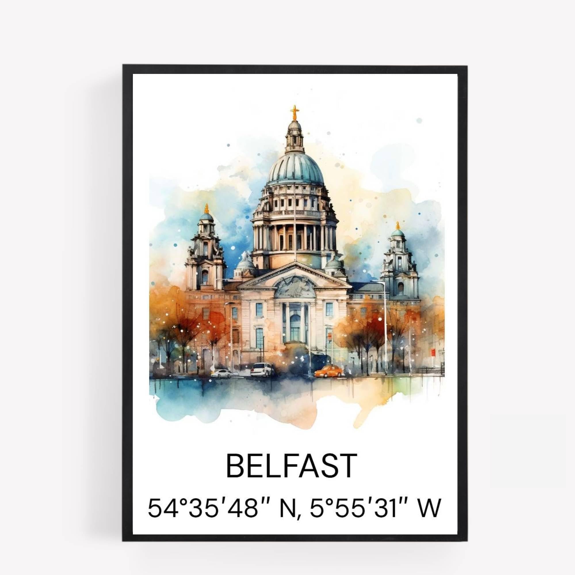 gfc belfast Cityscape Skyline Map Print Picture Poster Gift A4 UNFRAMED 1 wall art Home decor Decorating landmarks