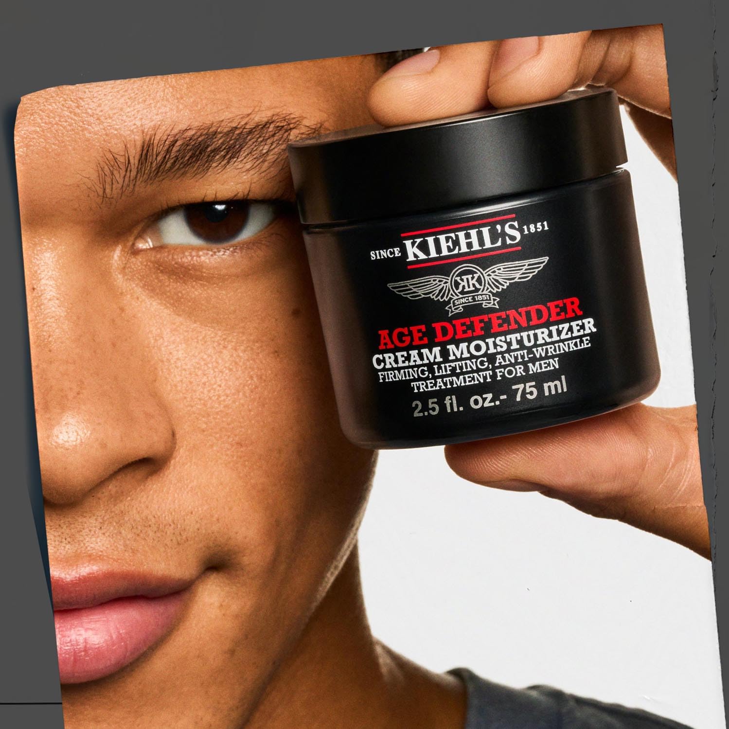 KIEHL'S Age Defender Cream Moisturizer, straffende Anti-Falten-Creme für Männer, erfrischt und belebt die Haut, wirkungsstarke Anti-Aging-Pflege, sanft exfolierende Gesichtspflege, Lotion