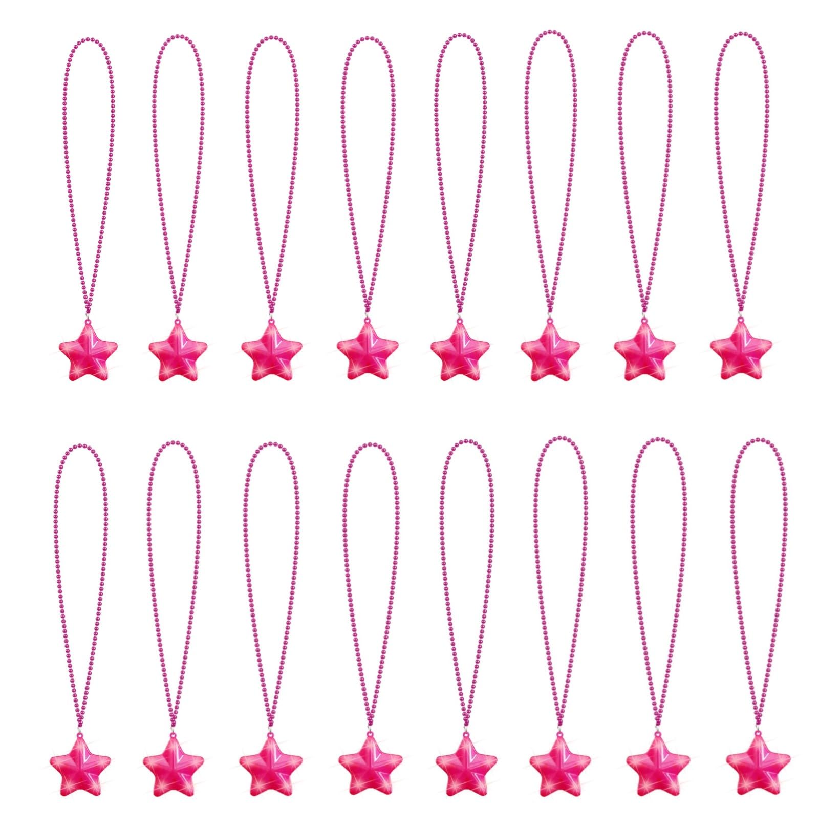 U-MOJOK 16 Pack Light Up Necklaces Flashing Star Bead Necklaces Glow In The Dark Party Supplies for Weddings Birthday Valentines Mardi Gras July 4th