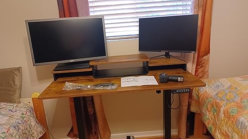 Miniatura 2 de Marsail Escritorio de pie de altura ajustable, escritorio eléctrico de pie de 48 x 24 pulgadas con doble cajón, estación de trabajo ergonómica para