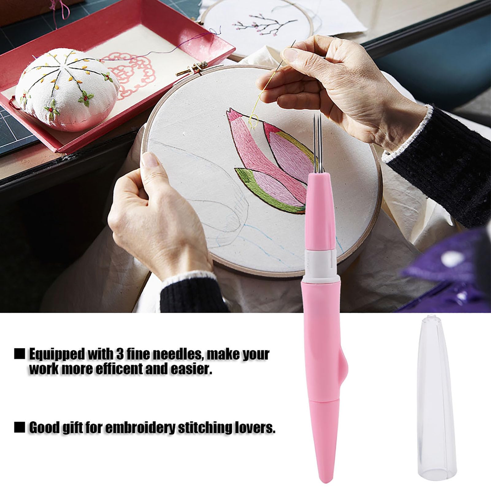Kit De Broderie Magique : Stylo Aiguille Réglable Pour Punch Needle, Outil De Bricolage Pour Laine Et Feutrine