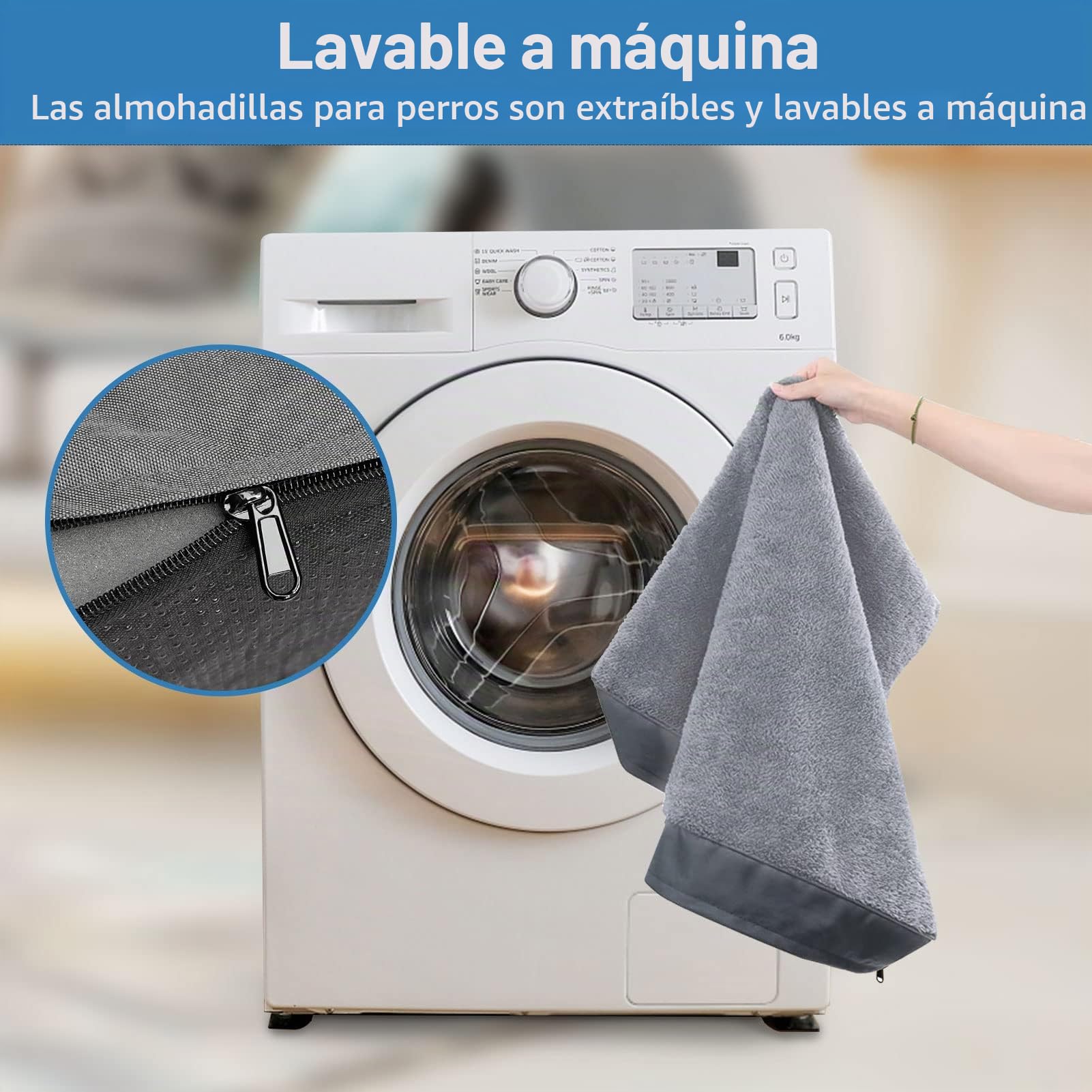 Cama Perro Grande, Cama Ortopedica para Perros Impermeable con Espuma De Caja De Huevos, Colchoneta Perro Lavable con Funda Desenfundable, Antideslizante, Gris XL(104x74x10cm)