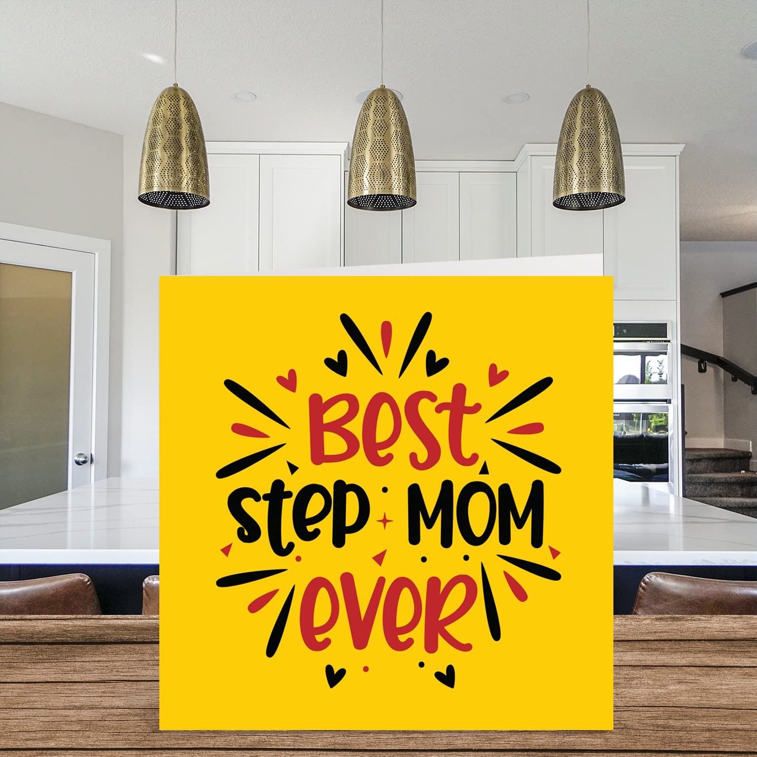Geburtstagskarte Für Stiefmutter – 'Best Step Mom Ever', 145x145 Mm, Blanko Innen, Aus Nachhaltigem Karton