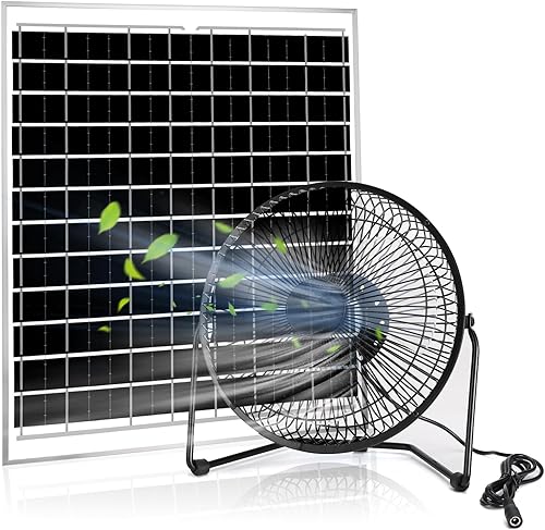blessny Ventilador solar de 8 pulgadas, ventiladores de energía de panel solar de 20 W para refrigeración de circulación de aire de invernadero o