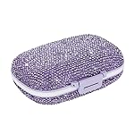 EveryBling Bling Travel Pill Organizer Cute Pill Box with Labels Rhinestone Pill Case for Purse Portable Daily Pill Container 7 Day Medicine Holder for Vitamin Supplement(Purple)