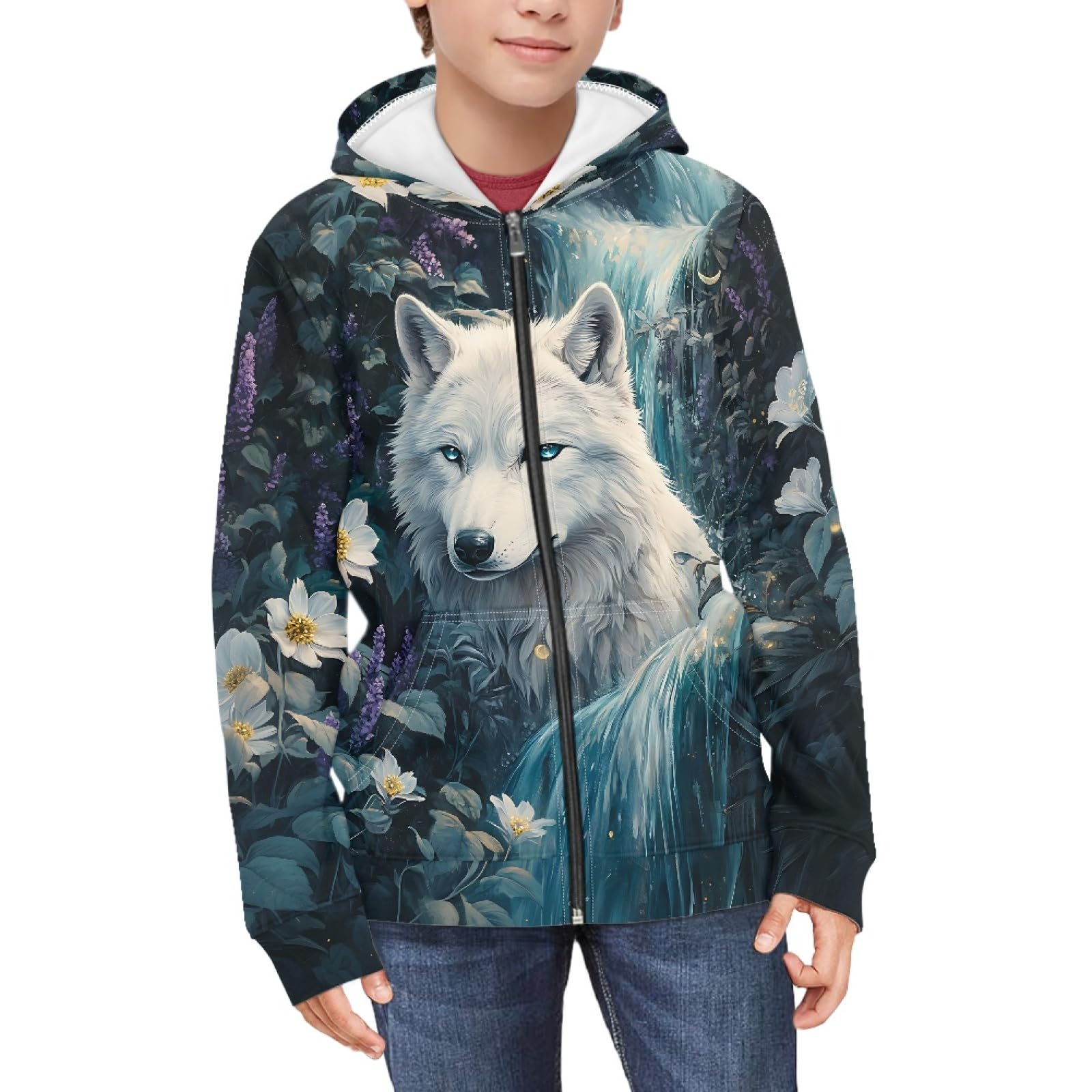 Suobstales Kids Soft Zip-Up Hoodie for Boys 6-16 Years Hooded Sweatshirt Fall Cardigan Jacket with Pockets