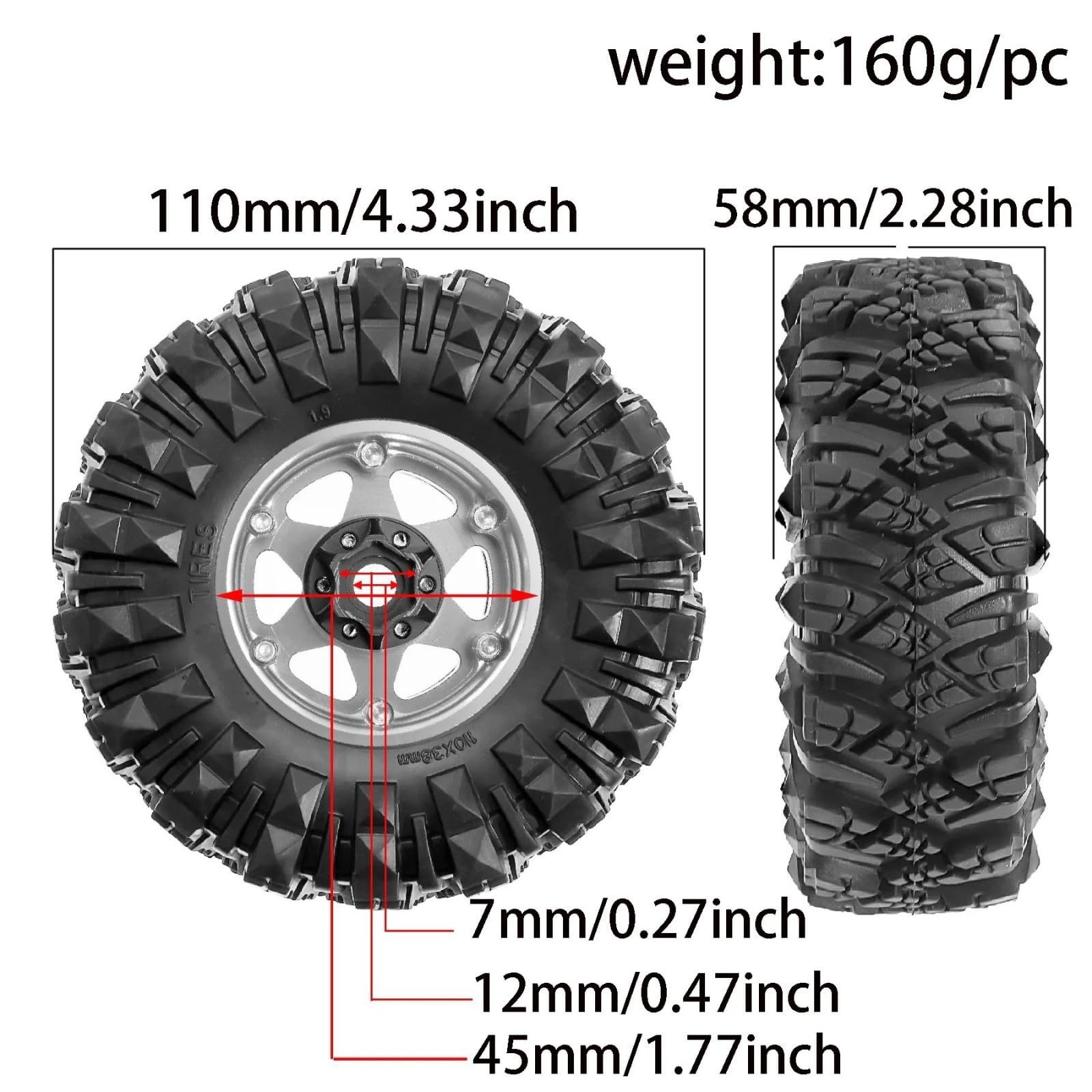 Pneumatici Ruote Da 1,9" Per Traxxas Per TRX4 Per TRX6 1/10 Auto