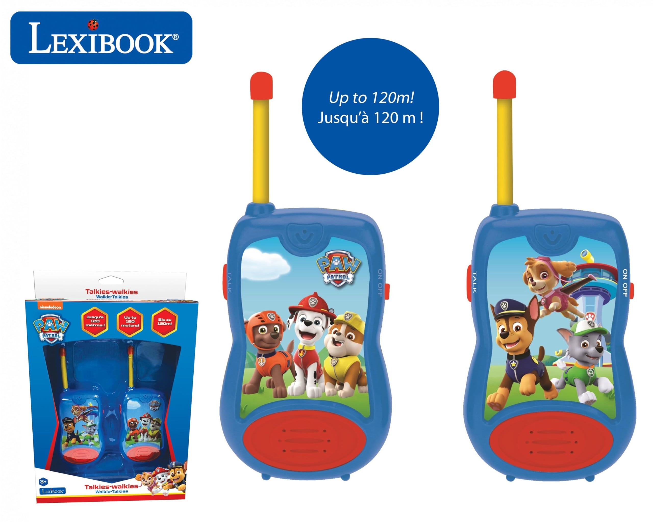 Lexibook Paw Patrol La Squadra dei Cuccioli Chase Walkie-Talkie, Clip da Cintura, 2 canali, Batteria, Blu/Rosso, TW12PALXB