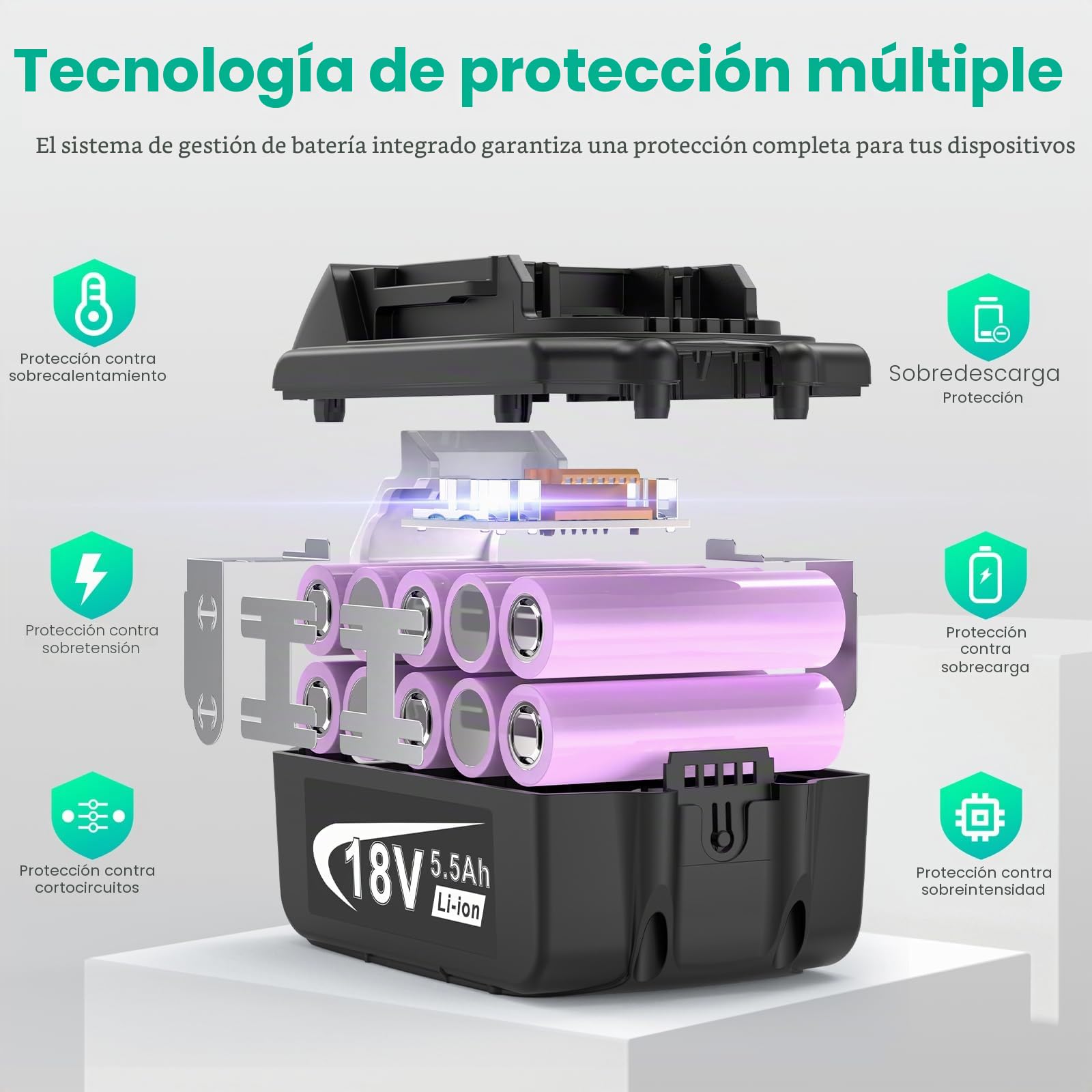 Batería y cargador de 18 V para Makita LXT, ASUNCELL 5,5 Ah, DC18RC, juego de cargador rápido compatible con baterías de iones de litio BL1815 BL1830 BL1850 BL1430