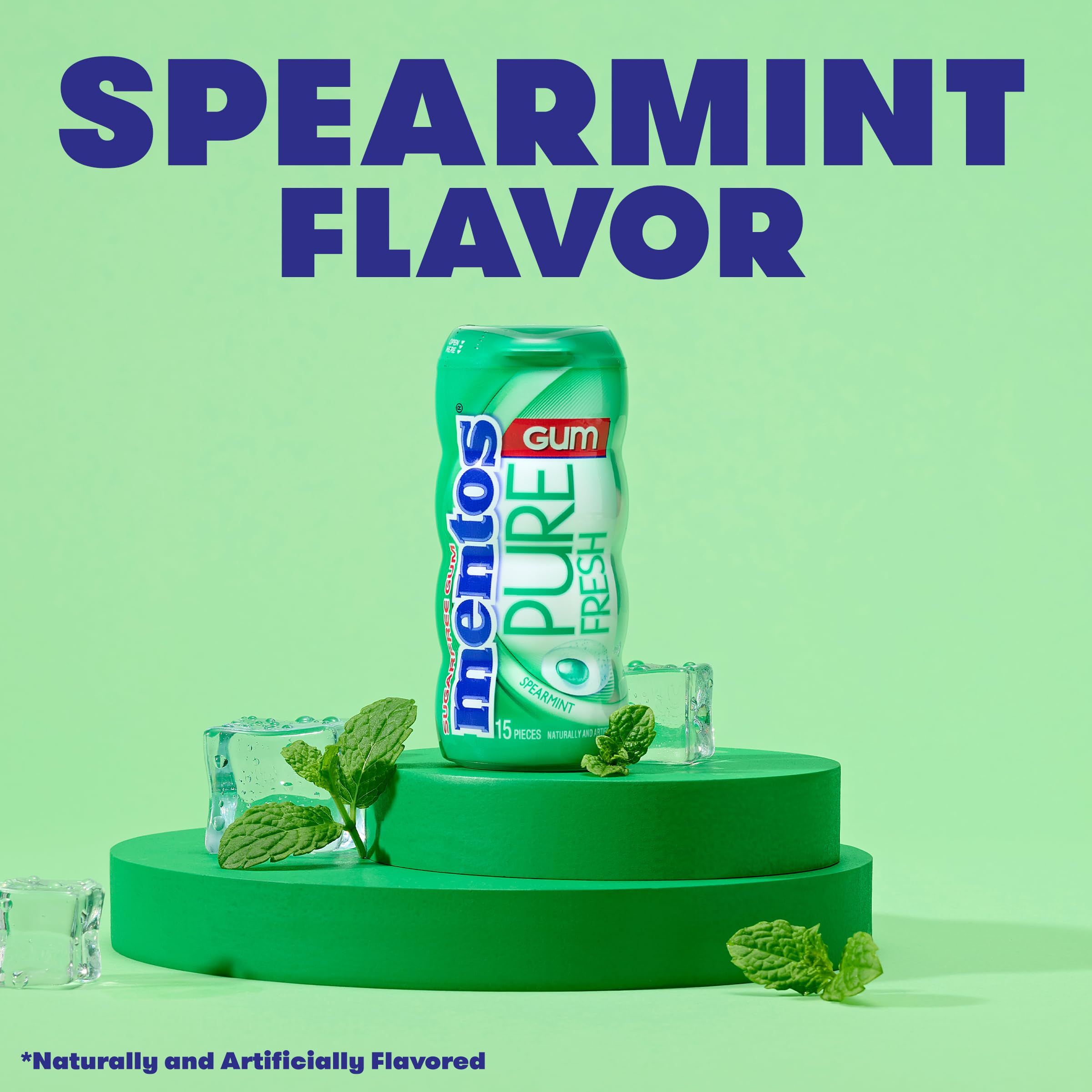Mentos Chewing-gum Pure Fresh - Goût de menthe verte (Lot de 10)