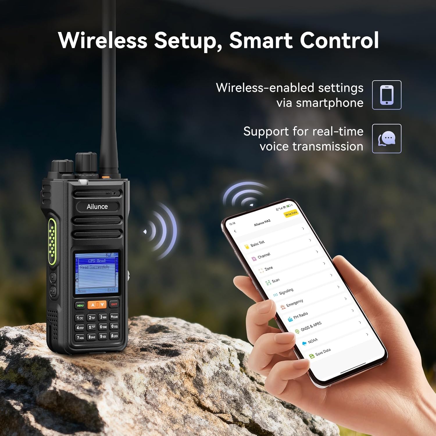 Retevis Ailunce HA2 2 Way Radio Long Range,Professional Walkie Talkie, APRS/GPS, Bluetooth APP Control, High Power Dual Band, IP67, USB-C, NOAA, Emergency Two Way Radios for Climbing,Skiing(2 Pack