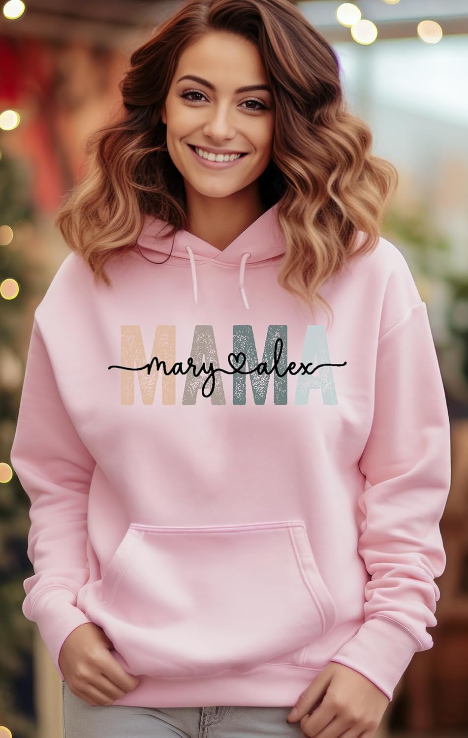 coreus Custom Mama Sweatshirt with Kids Names Personalized Mom Sweatshirt for Mothers Day Women Birthday - Image 2