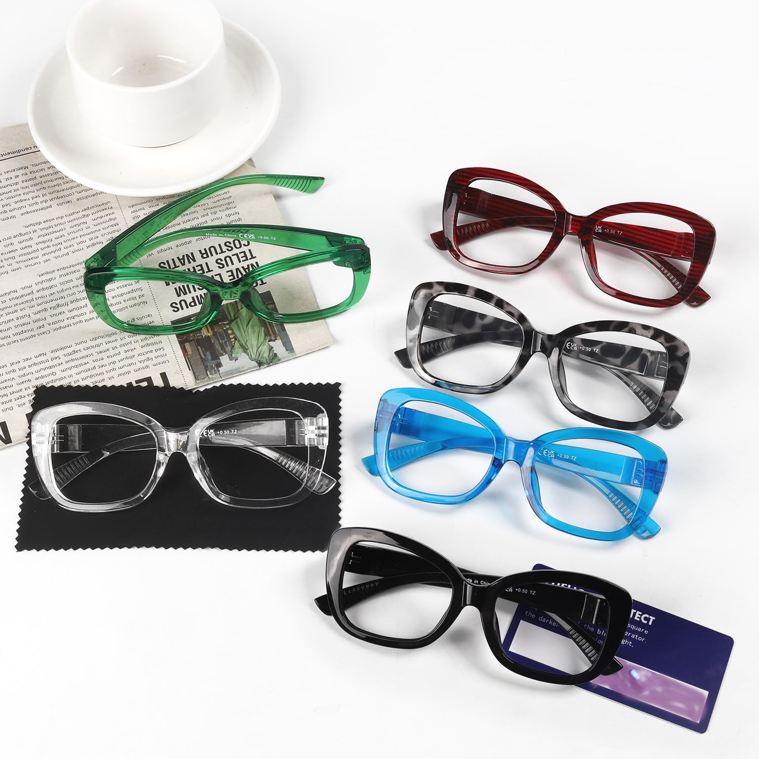 Eyekepper 6 Pack Blue Light Blocking Reading Glasses Metalless Screwless Spring Hinges for Women Ladies Computer Readers