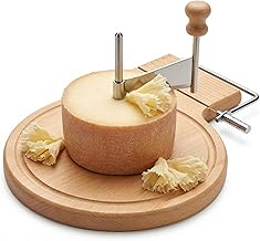 2-in-1 Cheese Curler Wheel & Slicer, Stainless Steel Cheese Shaver with Manual Handheld Flaker, Kitchen Cheese Cutter Gadget for Butter Chocolate Home Parties Bakery Restaurants Cafes