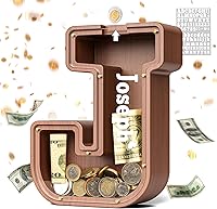 Vista 44 de SummiDate Alcancía de madera de letra para niños y niñas, Alfabeto, regalo de cumpleaños para niños (W)