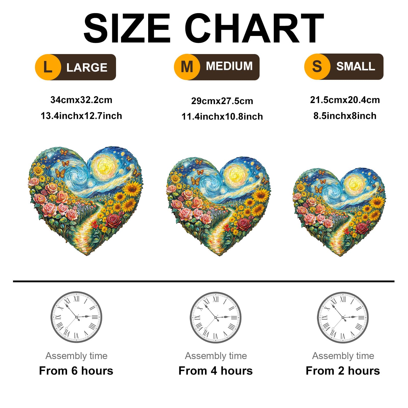 Puzzles en bois pour adultes – Puzzle en bois en forme de cœur – Puzzle unique en forme d'animal – Décoration écologique pour la maison et le bureau (M-29 x 28,7 cm)