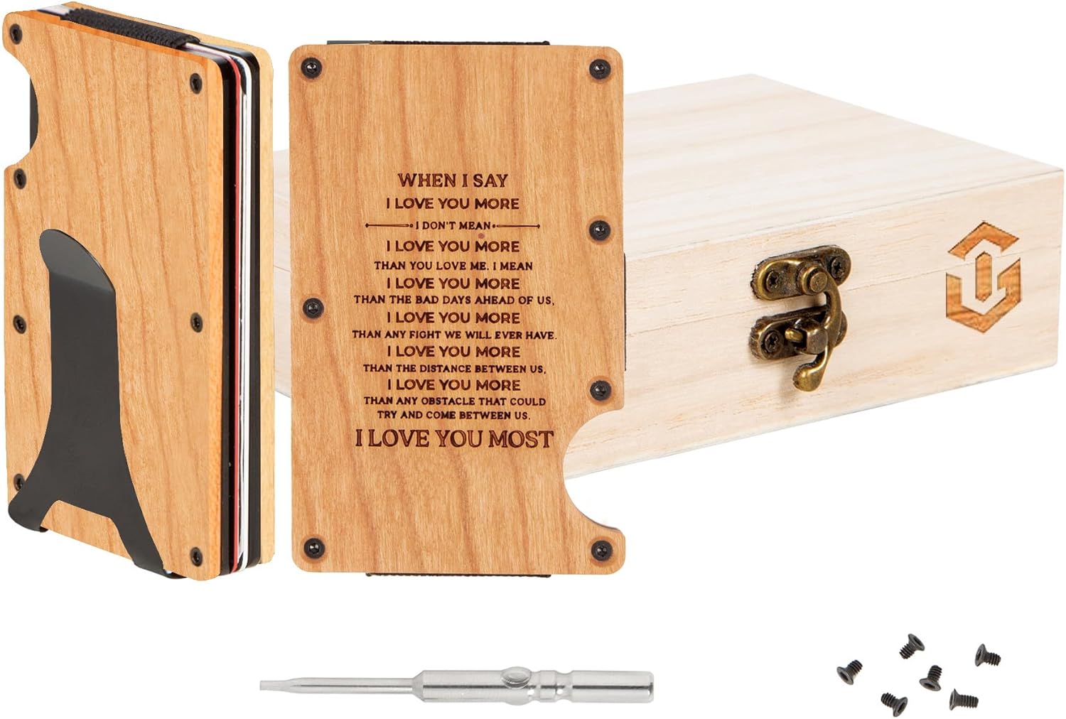 Wooden Engraved Design Minimalist Wallet for Men with Money Clip-Smart, Slim RFID Blocking Credit Card Holder-Elevate with Handcrafted Wooden Wallet (Walnut)