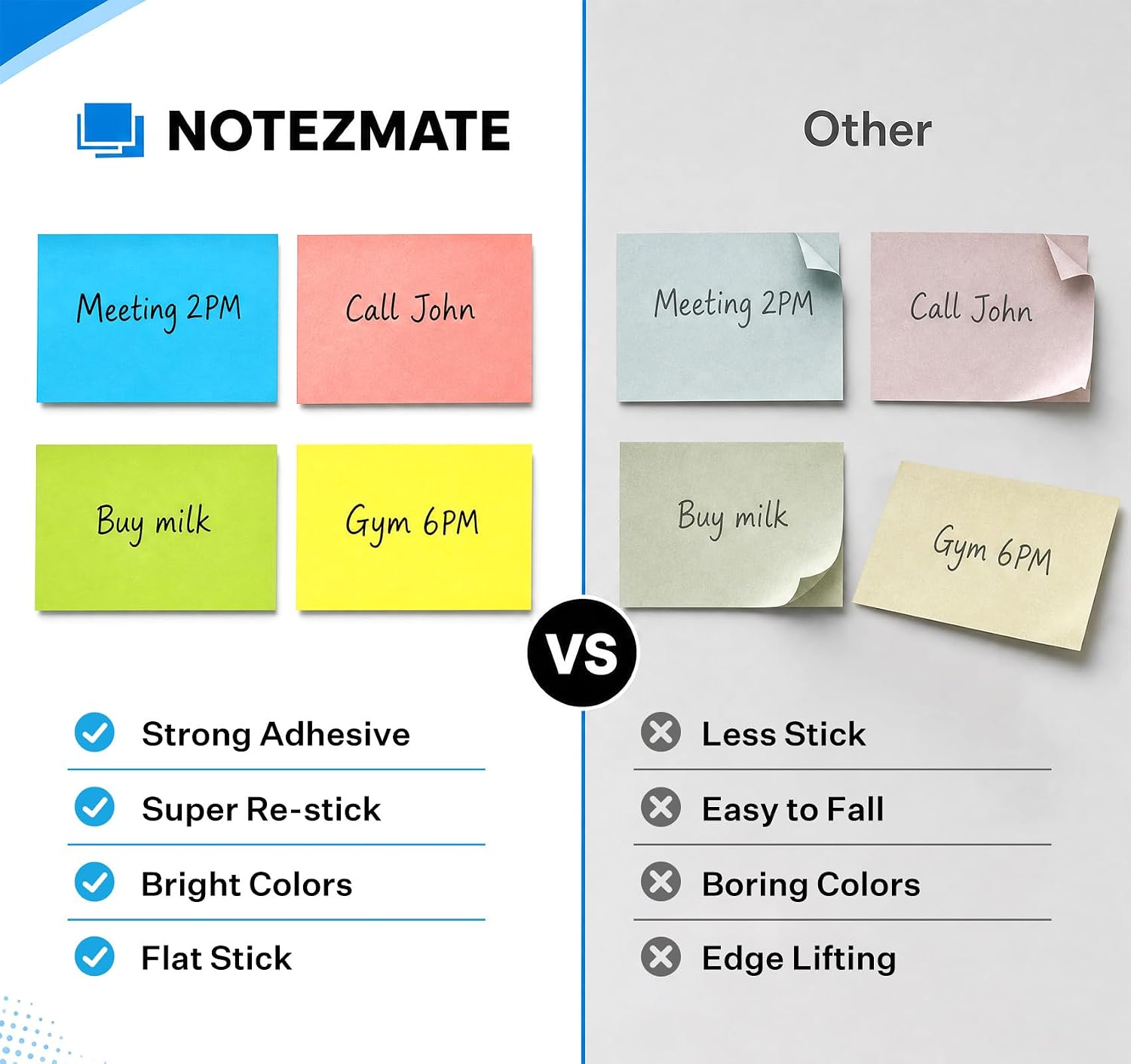 3 x 5 in Sticky Notes Large,12 Pack(100 Sheets/Pad) Super Sticking Power Memo Pads,12 Bright Colorful Self-Stick Pads, 2X The Sticking Power Easy to Post for Office, Notebook & Daily Life image 2
