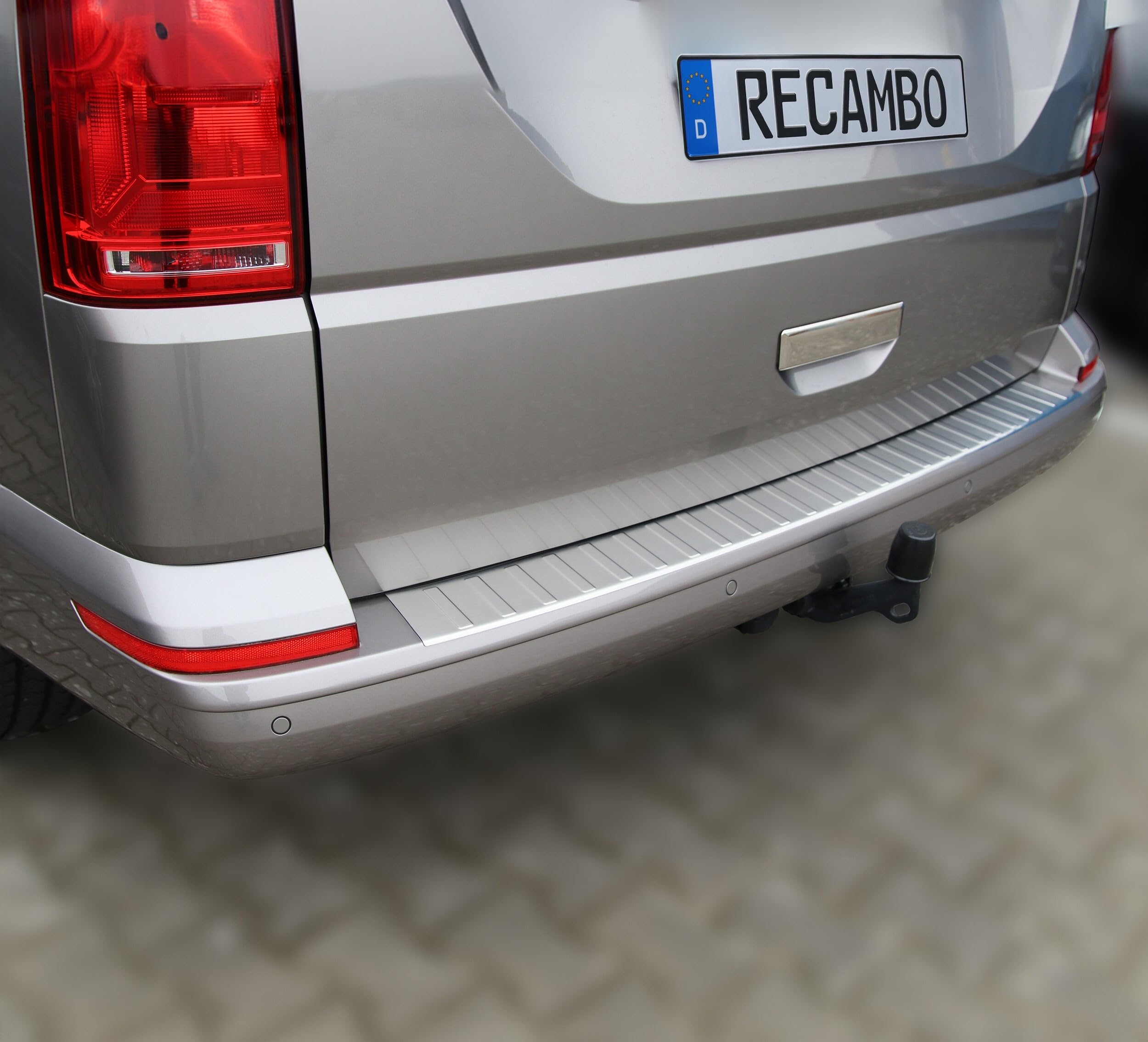 RECAMBO Protezione per paraurti in acciaio inox compatibile con VW T6 | anno di costruzione dal 2015 opaco spazzolato con texture styling e protezione per il paraurti