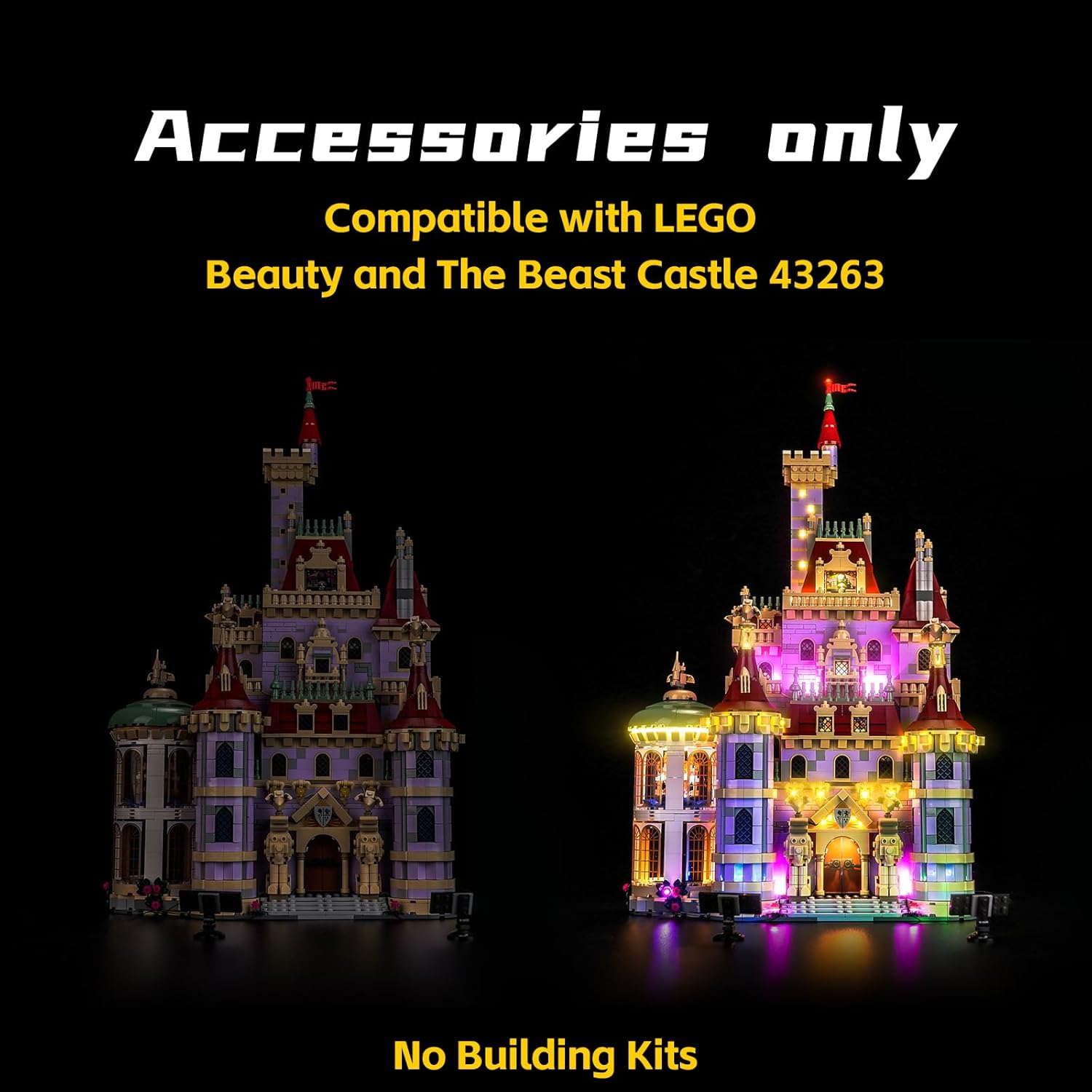 BrickBling LED Light Only, Compatible with Lego Beauty and The Beast Castle, Creative Lighting Compatible with Lego 43263 - Not Come with Castle Model (Classic Version Light)