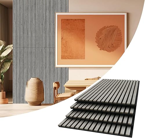 Miniatura 12 de AKUMAX Paquete de 2 paneles de madera, paneles de pared con listones 3D para pared, techo y absorción de sonido, paneles de pared de madera para