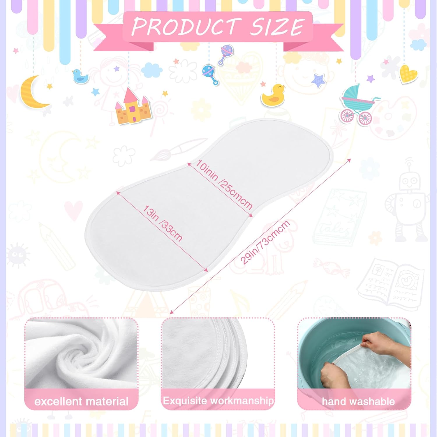 Timgle 6 Pcs 13 x 29 Inch Peanut Shape Changing Pad Liner Peanut Changing Pad Liner Portable Soft Washable Reusable Waterproof Diaper Mats Easy to Clean(White) image 2 of 6 B0CC9LSSC1