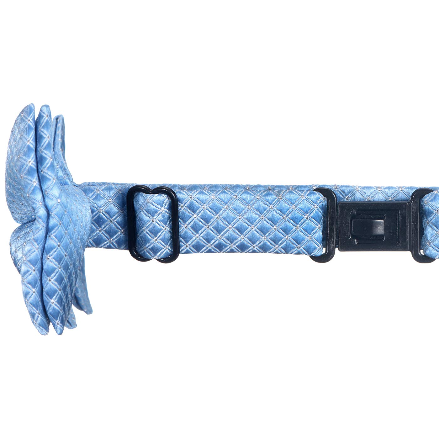 DonDon pajarita noble para niños chico - combinada y ajustable 9x 4,5 cm - de color azul - brillada con argénteo puntos