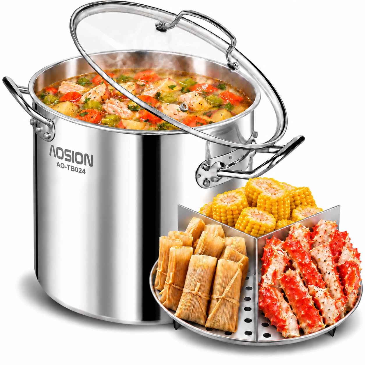 AOSION 24QT Stainless Steel Stock Pot - 6 Gallon -1