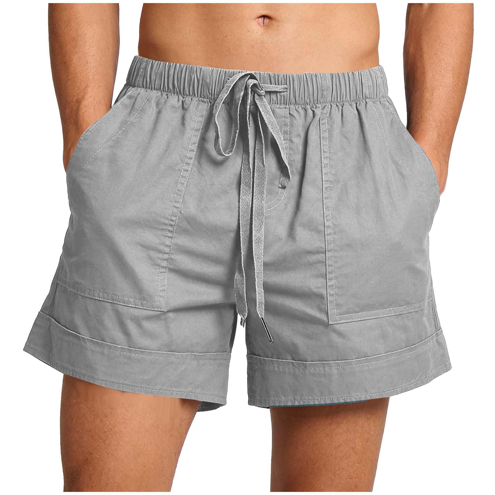 Shorts Herren Sommer Kurze Hosen Casual Outdoorshorts Laufshorts Große Größen Herrenshorts mit Kordelzug Strandshorts Männer Freizeitshorts Wandershorts Sporthose Grau 4XL