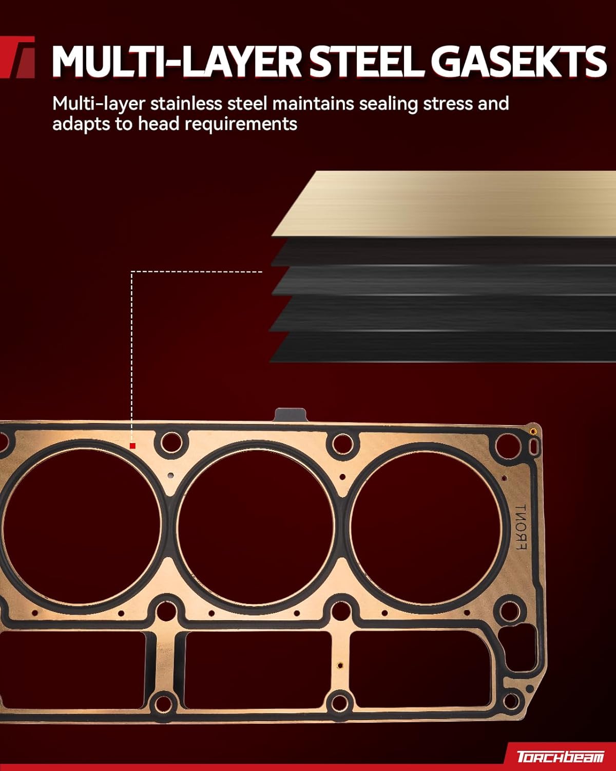 Torchbeam Head Gasket Set ‎27-75611A03, 27-75611001 Fit for Mercruiser, Volvo Penta, Crusader, Marine, Engine Cylinder Head Gasket Kit