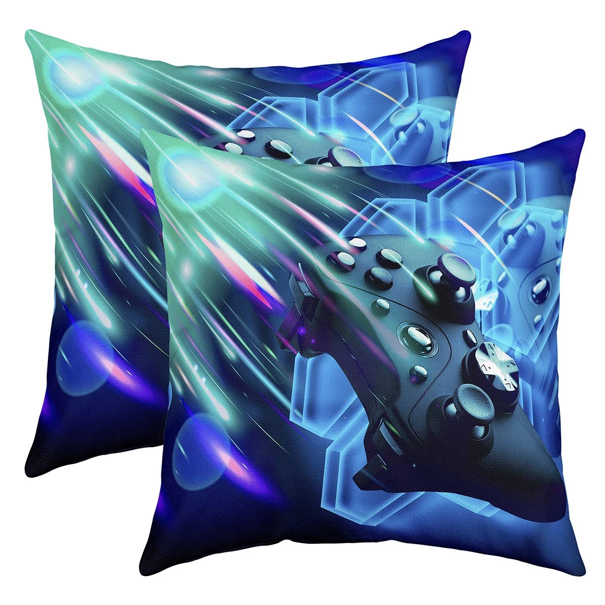 Housse de coussin manette de jeu 45x45 cm pour deco de chambre gaming