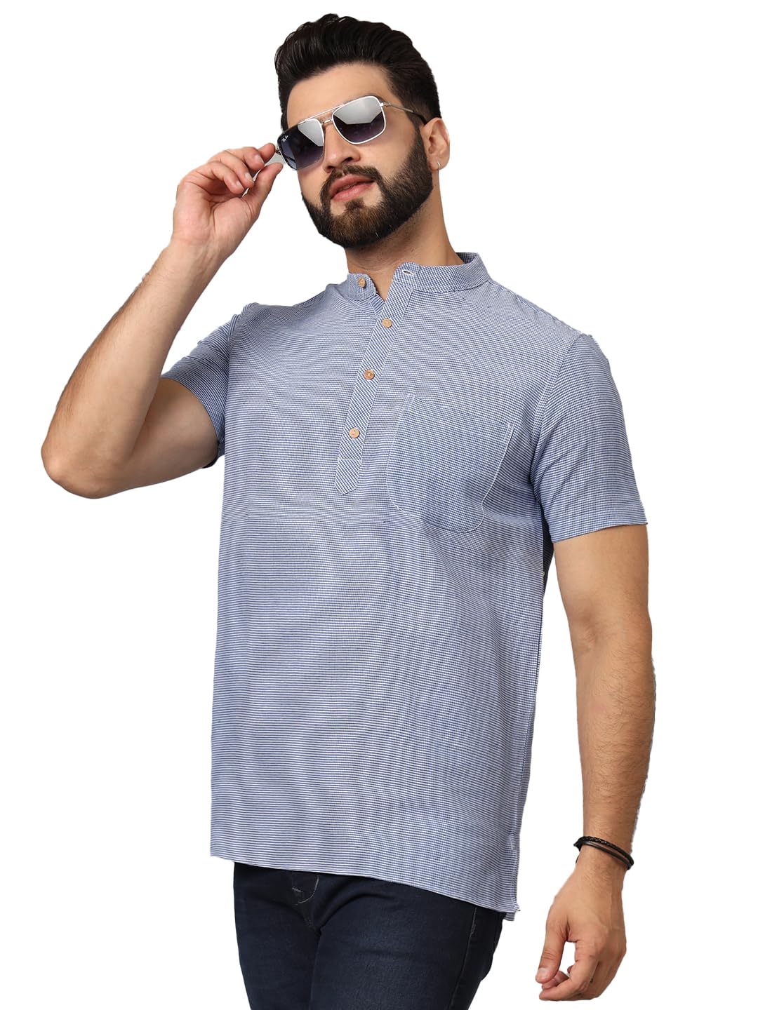 latest chikan Men's Cotton Regular Short Kurta-picture-37