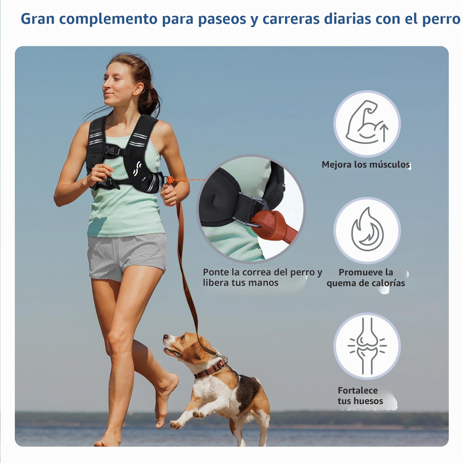 Sportneer Chaleco con peso para entrenamiento de correr, 8 libras/5,4 kg/11 kg, chaleco de peso con rayas reflectantes para fitness y construcción