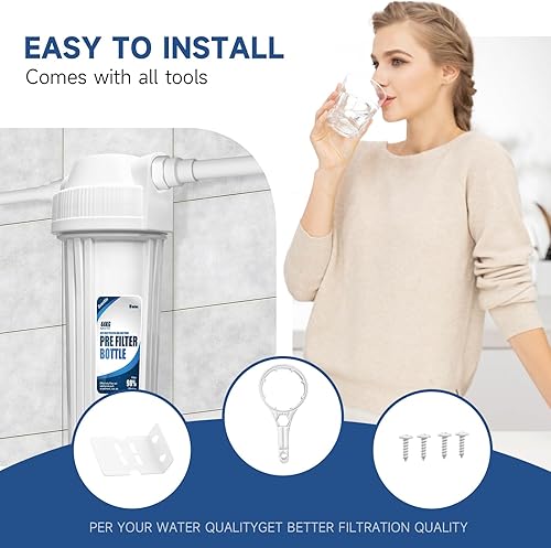 Miniatura 5 de Carcasa de filtro de agua para toda la casa, se adapta a filtros de sedimentos de 10 x 2.5 pulgadas, etc. para agua de pozos y ciudades, sistema de