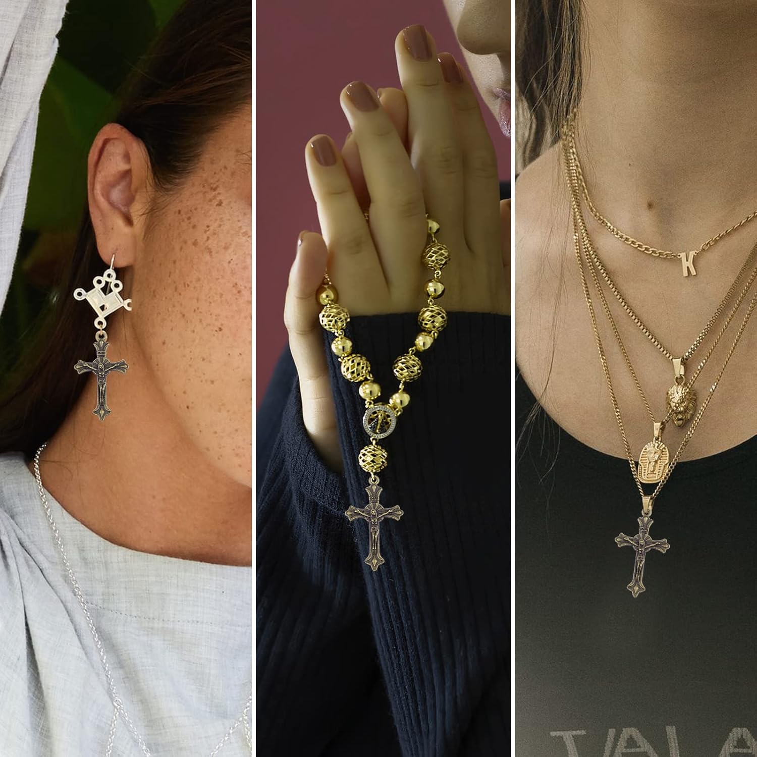 Aylifu Cross Pendant Charms, 50pcs Alloy Jesus Peace Crucifix Pendants Jewelry Findings Accessories for DIY Handmade Bracelet Necklace - Image 6