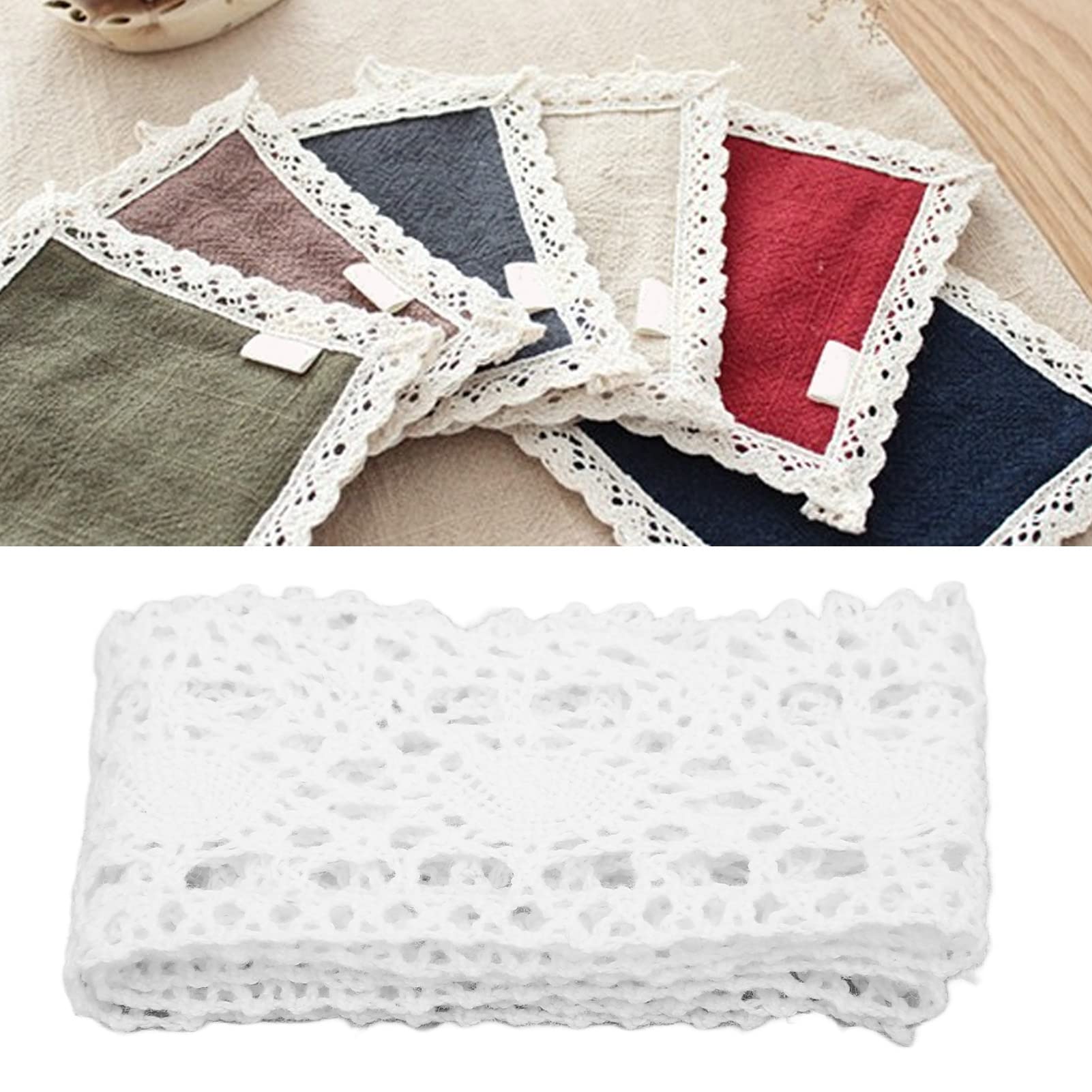 Ruban Dentelle Coton 4 Cm X 10 M – Beige, Pour Décoration Vêtements, Nappes, Rideaux, Artisanat