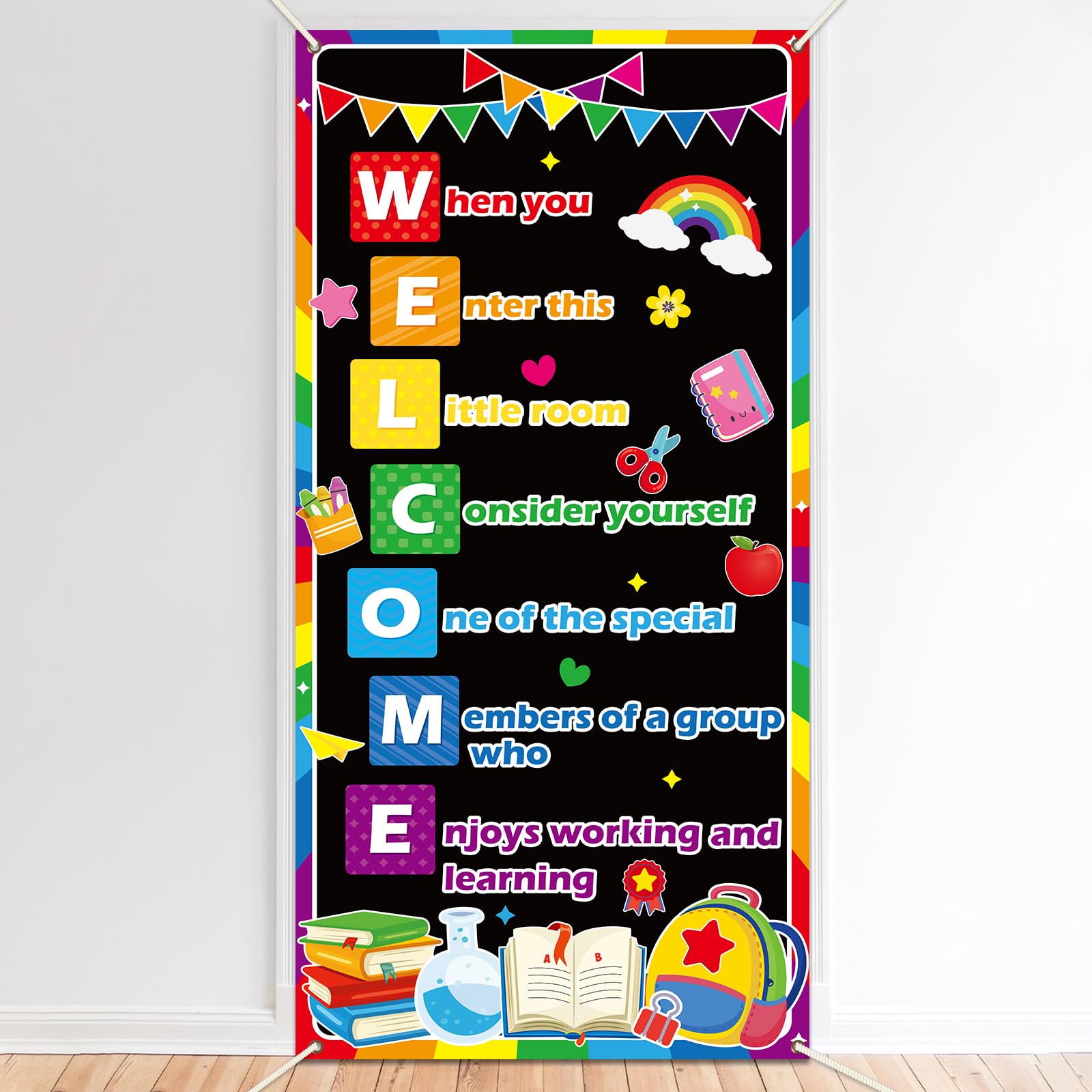 Welcome Classroom Door Cover Banner Decorations Back To School Door Cover Porch Sign When You Enter This Classroom Hanging Banner Photo Background