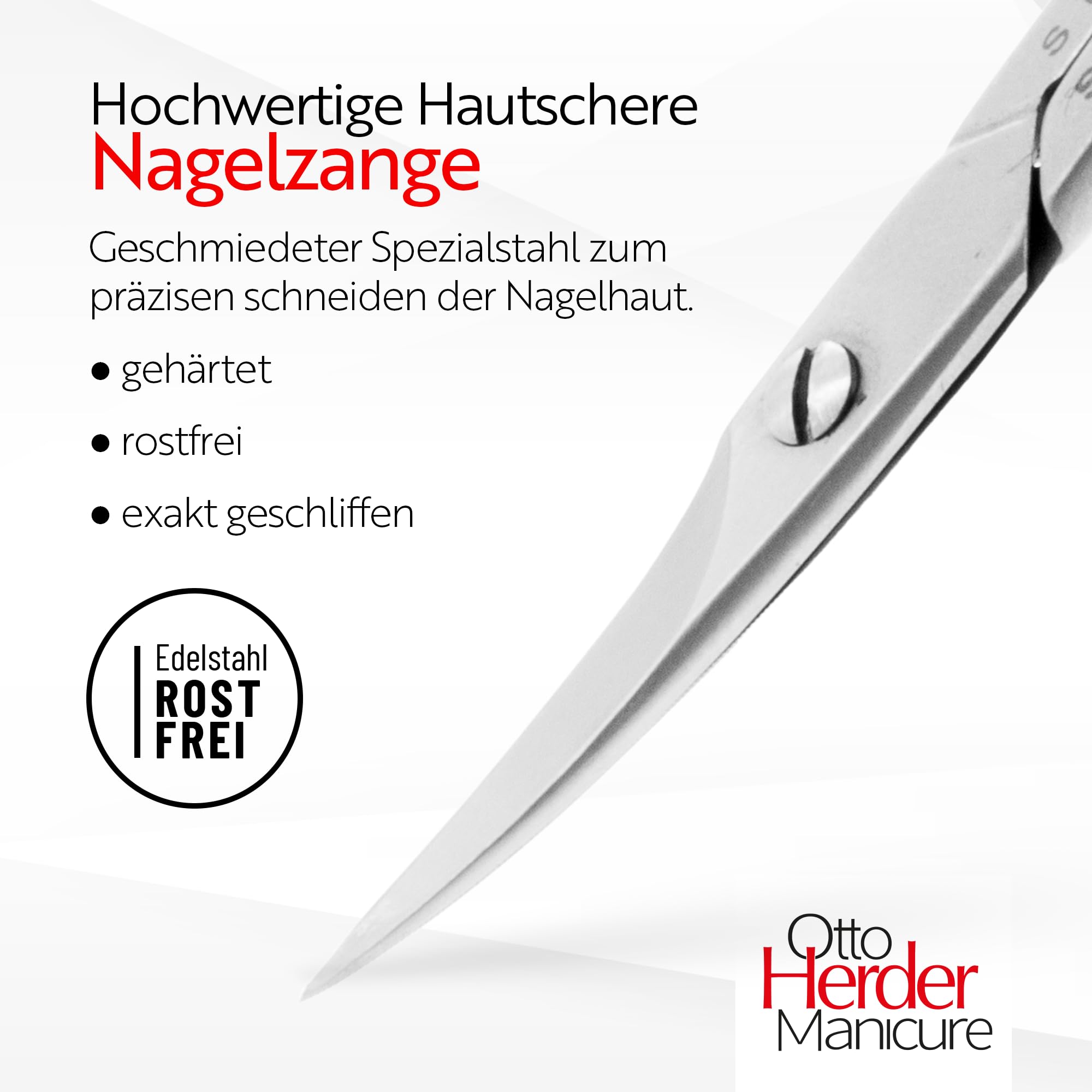 OTTO HERDER NAGELSCHERE GEBOGEN - Extra scharfe Nagelschere Solingen 9cm mit gebogener Schneide aus hochwertigem rostfreiem Edelstahl für Fingernägel und Fussnägel
