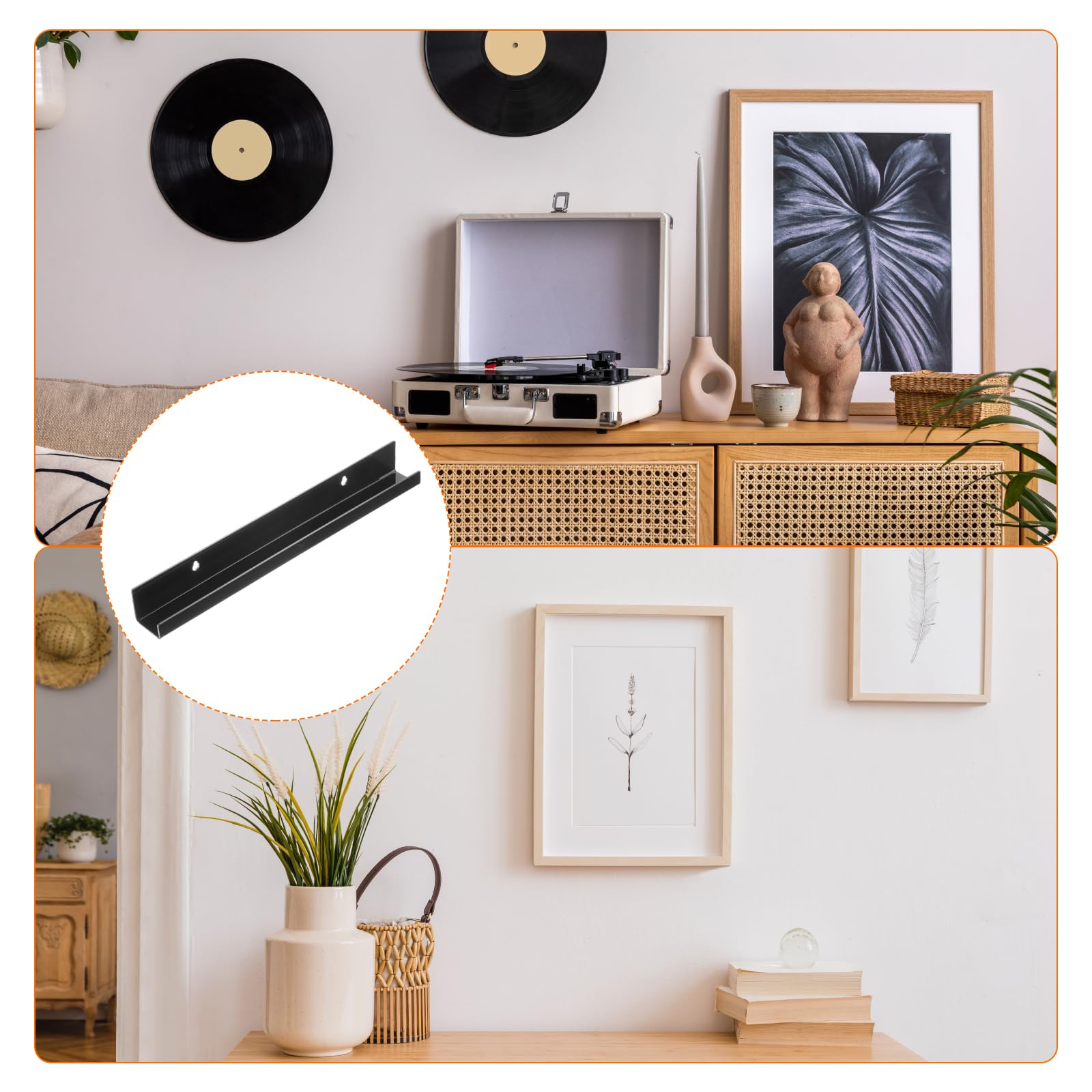 QUARKZMAN Supporto per Montaggio a Parete per Dischi Acrilico, Mensole Galleggianti per Espositori per Dischi Vinile Trasparente da 12" per Negozi Casa e Ufficio, Confezione da 12