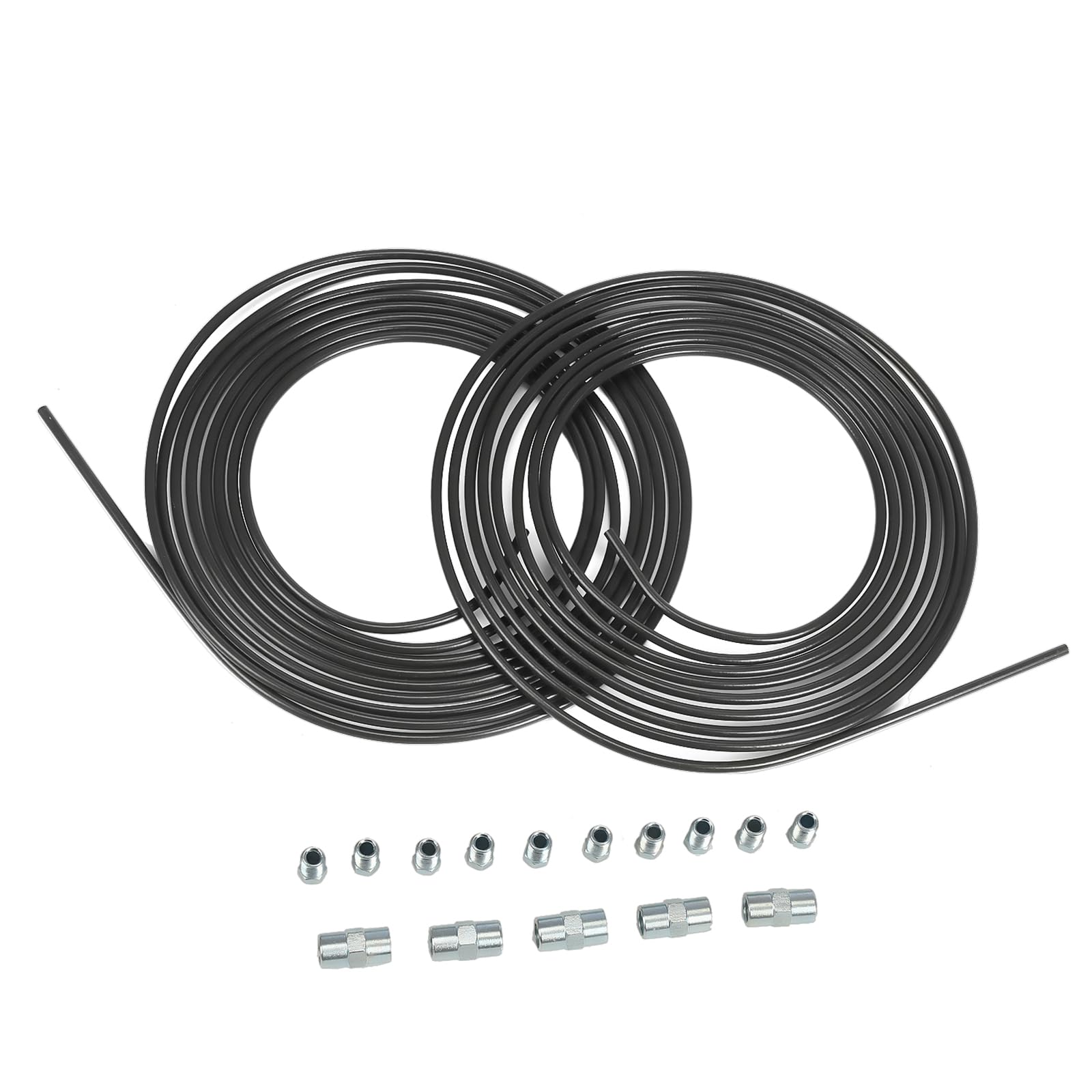 GEARMONSTER 2 x 5 m tubo freno Ø 4,75 mm acciaio in set + 10 raccordi + 5 connettori M10 x 1 DIN 74 234 tubo freno in acciaio ramato in assortimento per bordel F per auto, moto, auto