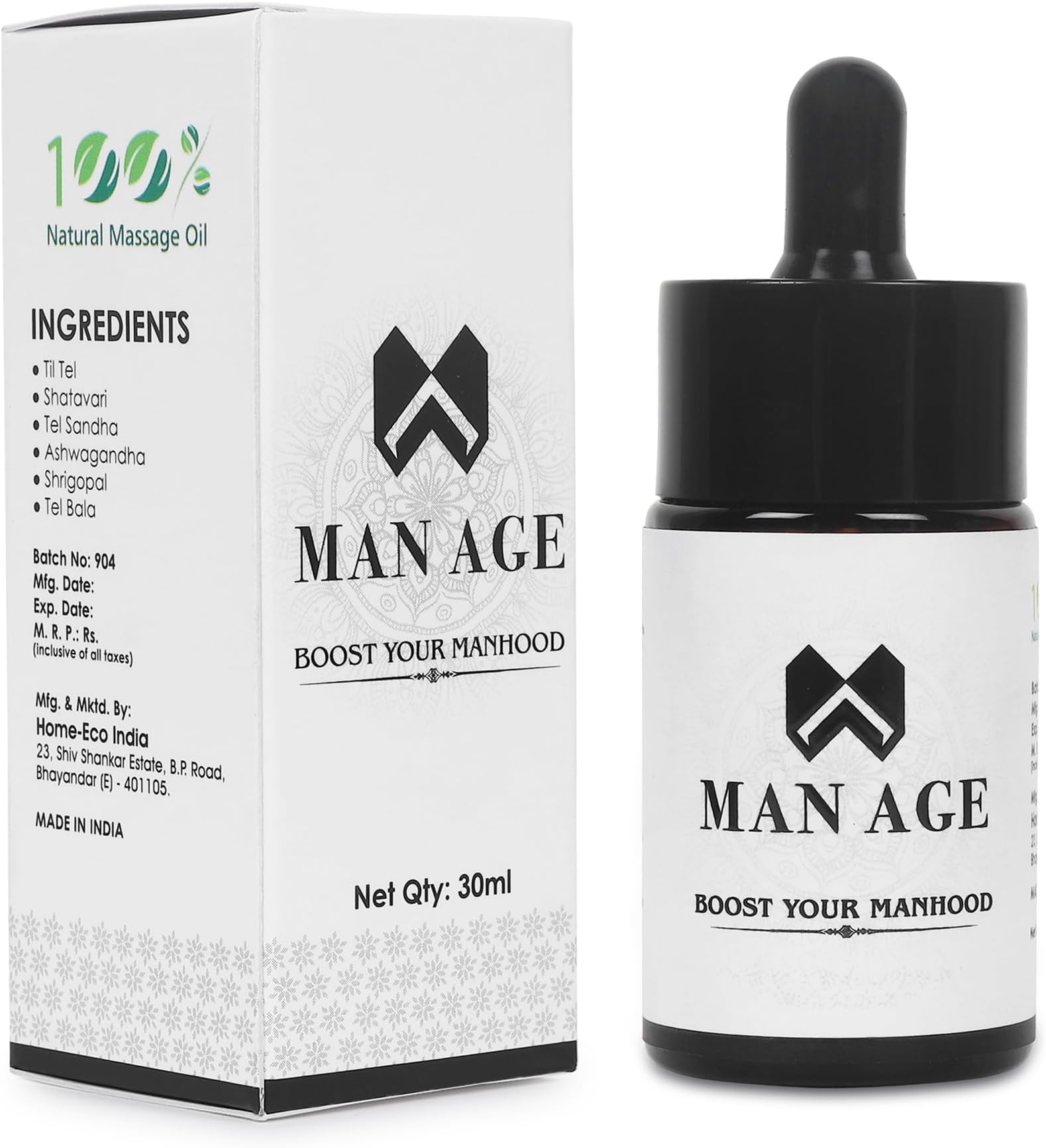 Man Age 100% Natural Massage Oil Boost Your ManHood (30ml) (Pack Of 1)