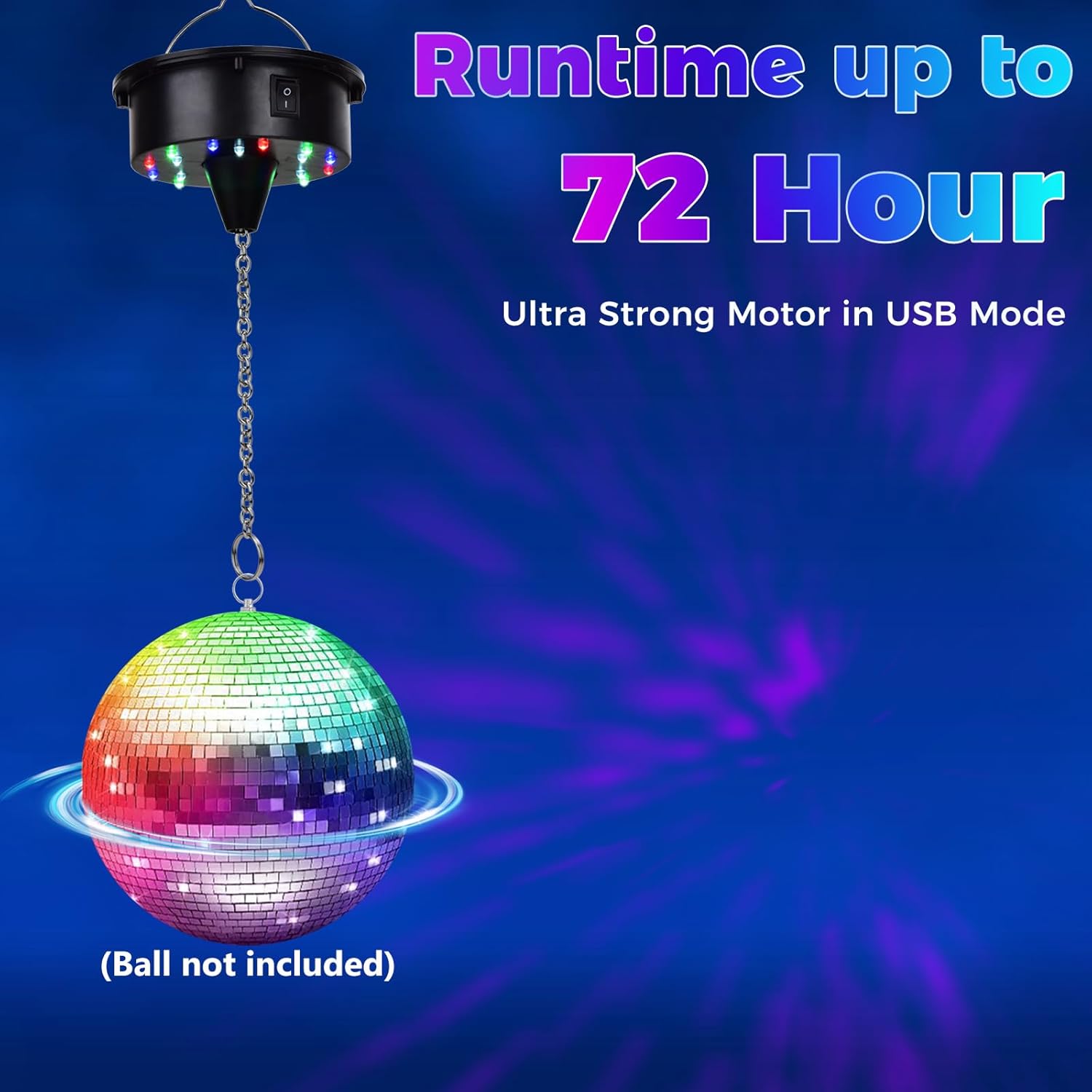 Rotating Disco Ball Motor Light, 6-12RPM Adjustable Speed Disco Ball Spinner Light 18LEDs for 8~24'' Large Heavy Duty Mirrorball Motor,Wedding Birthday DJ Party Decor Outdoors Upgrade Rotator