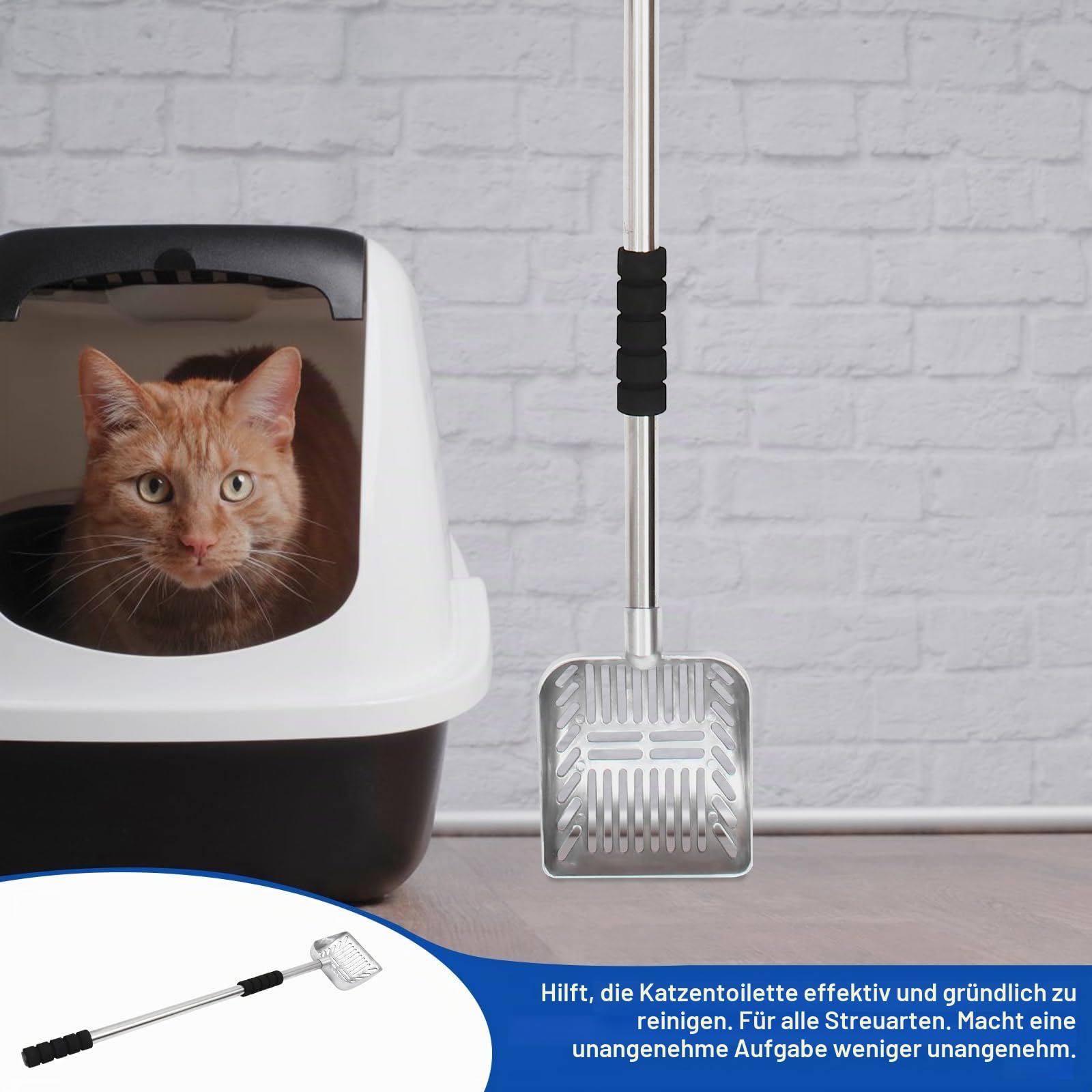 Mipcase Katzenschaufel Metall Mit Langer Griff Teleskop Katzenstreu Schaufel Für Katzentoilette 82.00 cm Länge Bequemer Halt Für Effektive Reinigung Von Katzen- Und Hundestreu