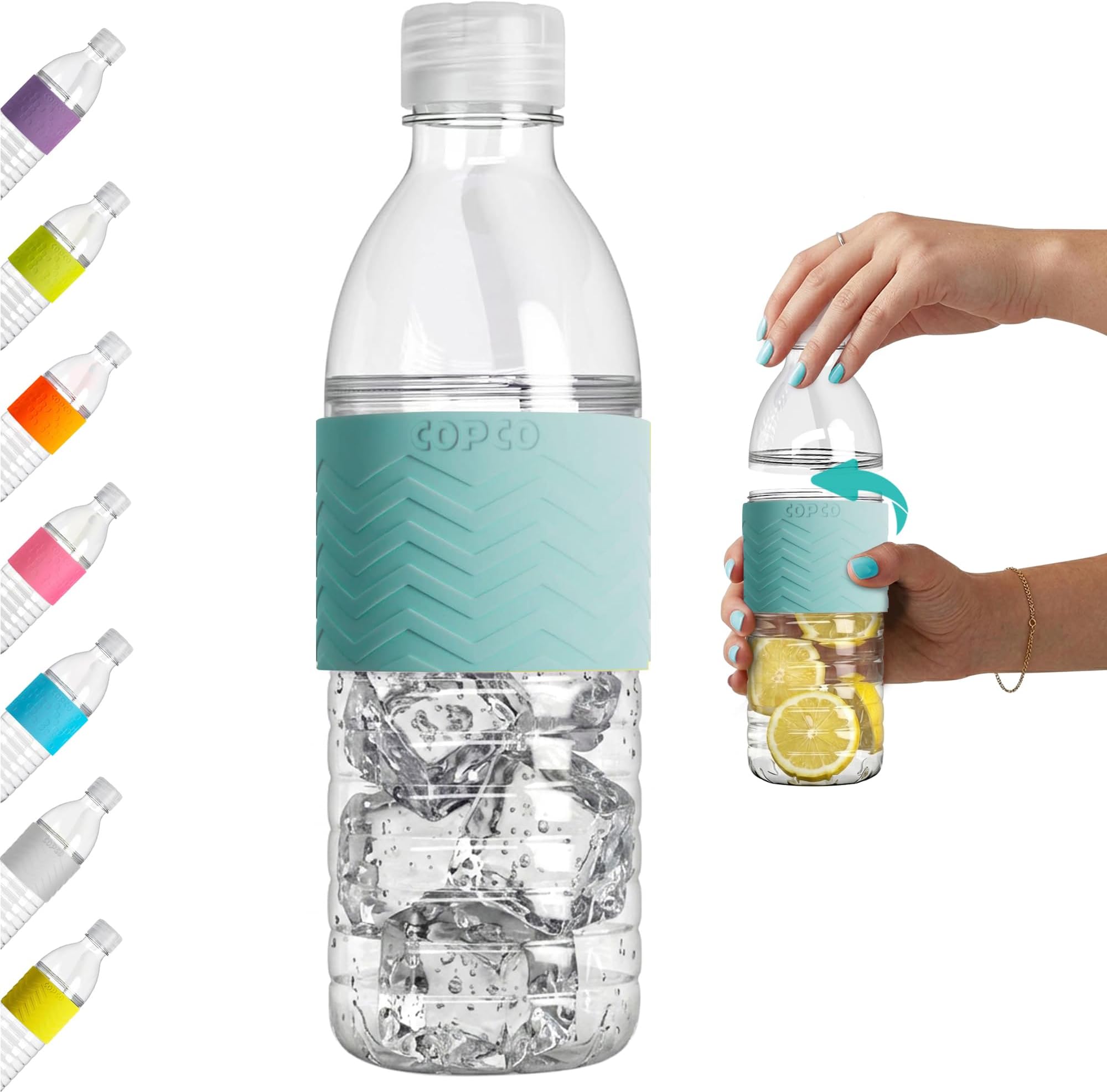 Copco Hydra 16.9 oz Water Bottle with Leak-Proof Lid - Tritan Reusable with Textured Grip Sleeve - BPA-Free, Shatter-Resistant, Dishwasher Safe for Travel, Gym, Work, Outdoors (Robins Egg Blue)