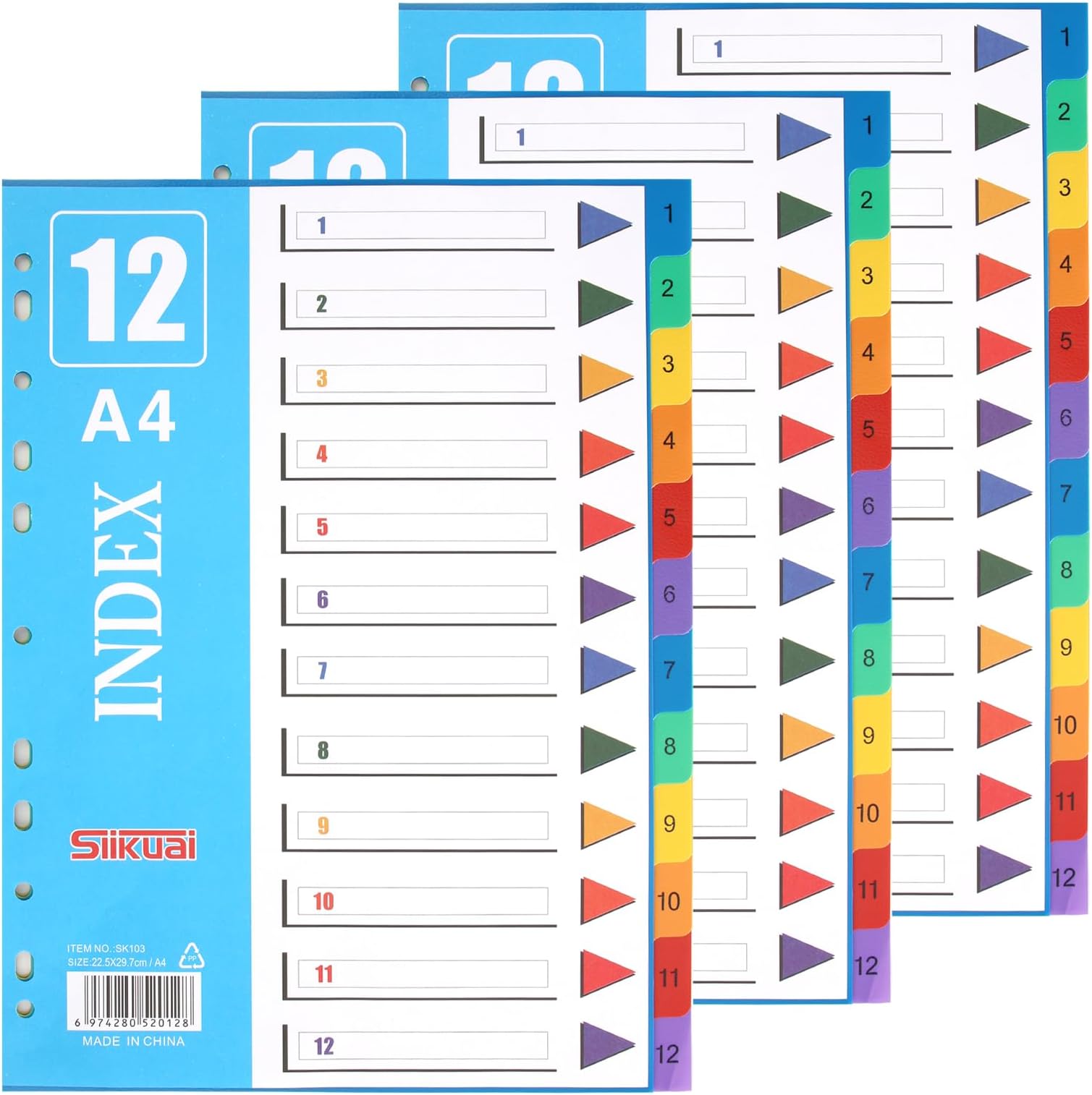 A4 File Dividers Plastic Coloured Tabs Subject Filing Numbered AZ