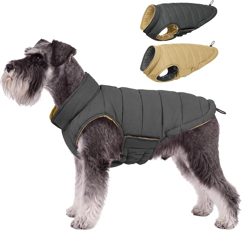 Casaco para Cães LeLePet Reversível, Corta-Vento e Resistente à Água, Colete Leve para Inverno